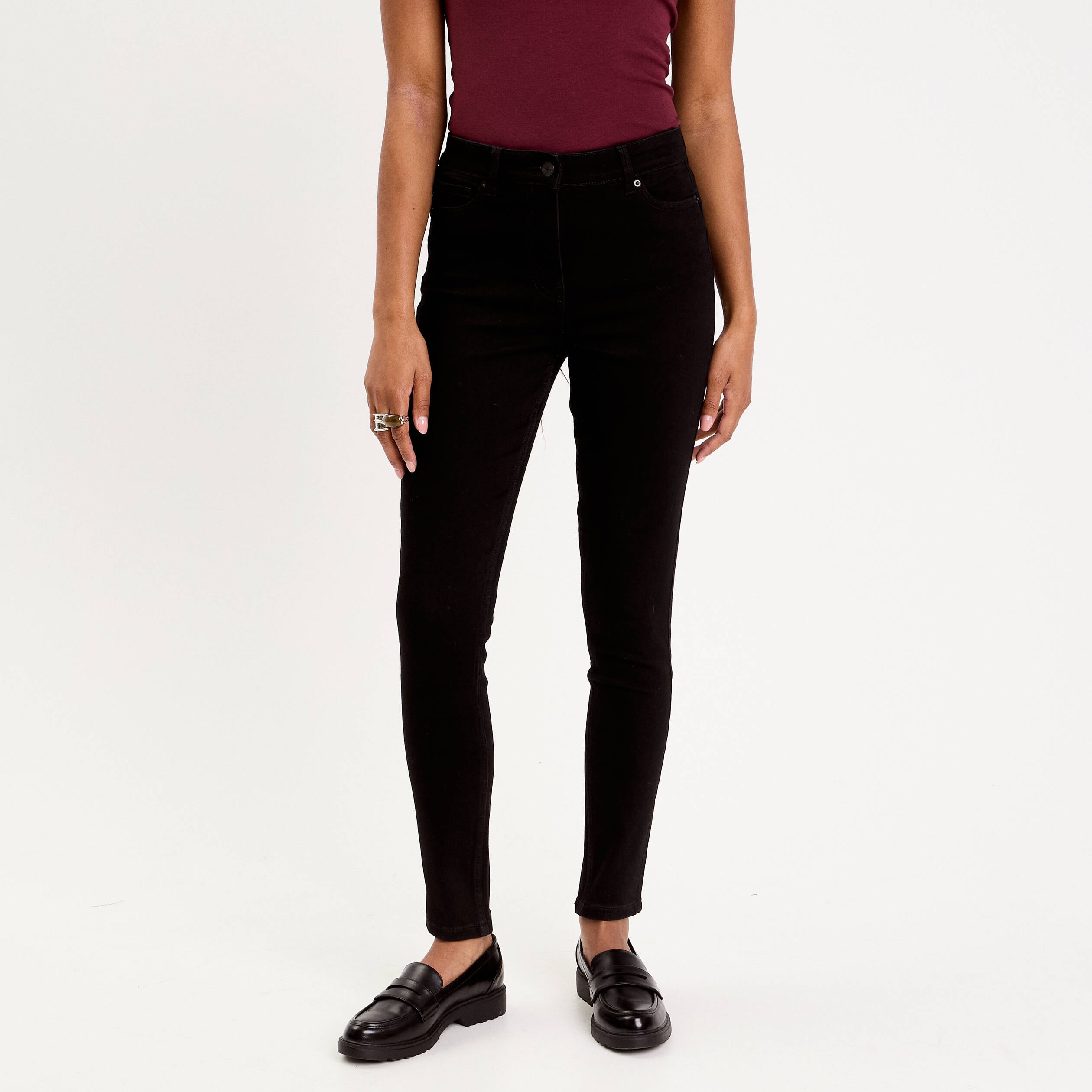 Jean skinny push-up taille standard denim noir femme