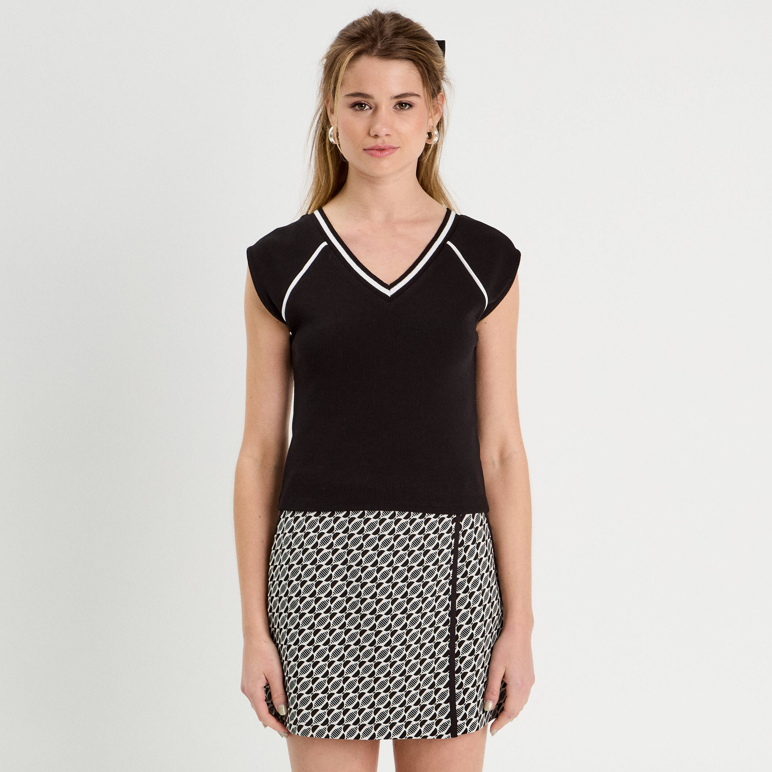 T-shirt manches courtes noir femme