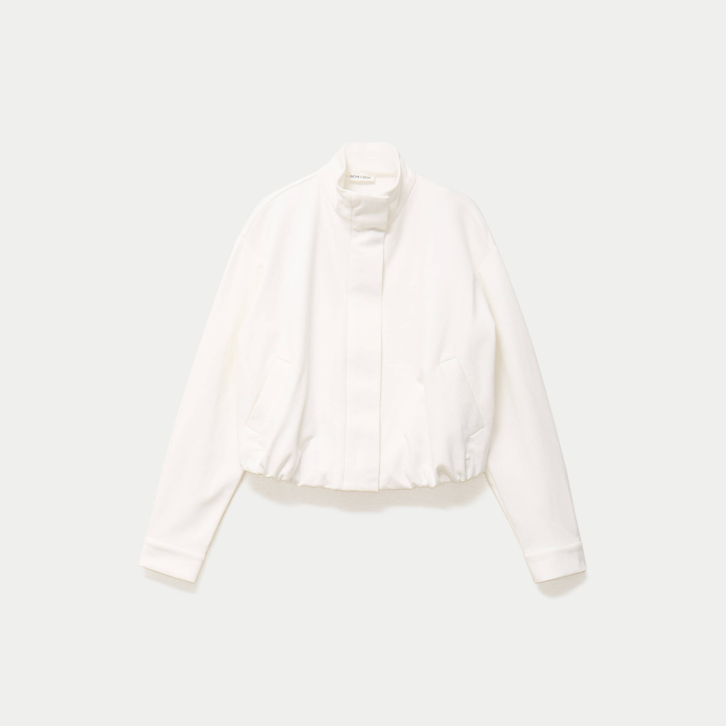 Veste cropped bas resserr&eacute; ecru femme