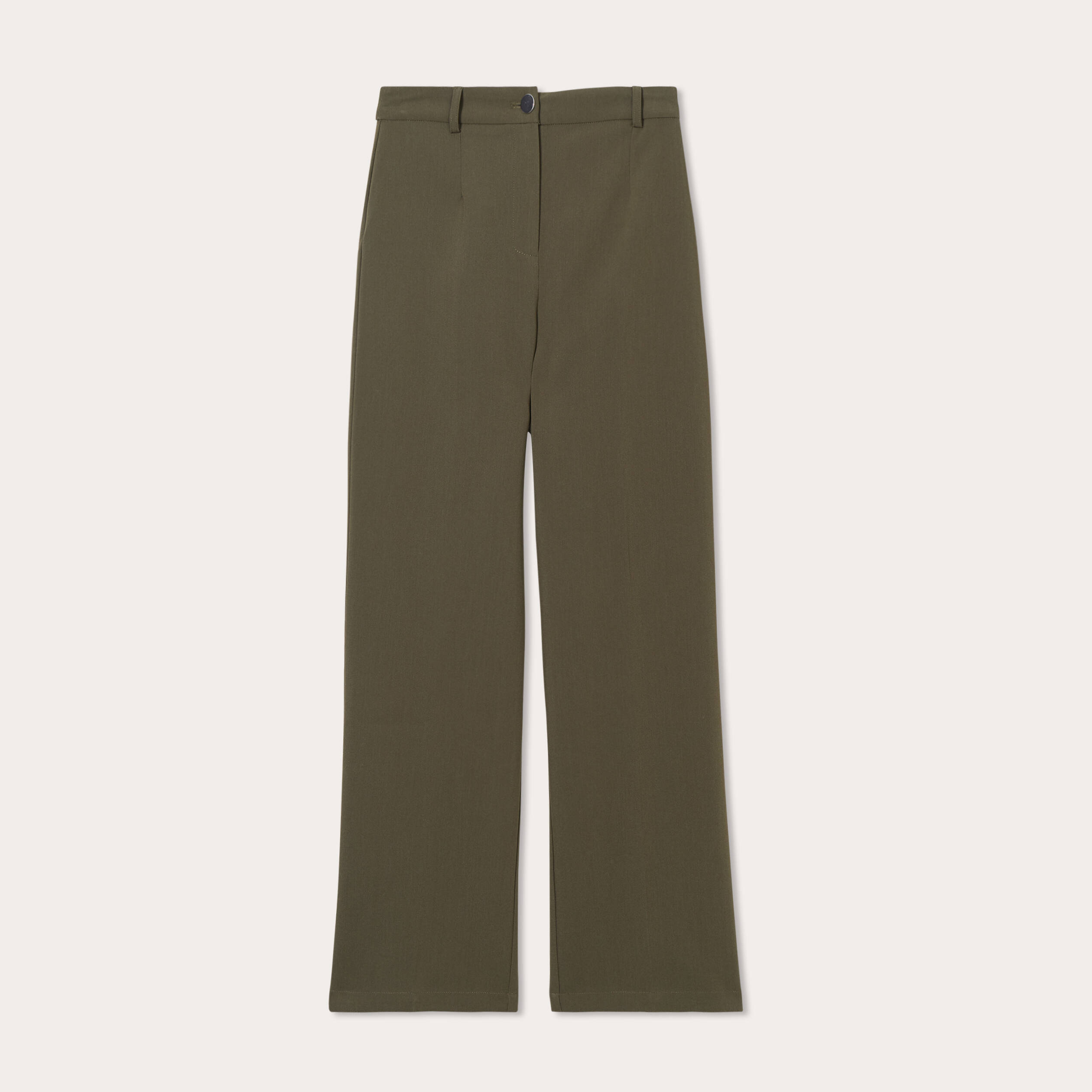 Pantalon city large vert kaki femme