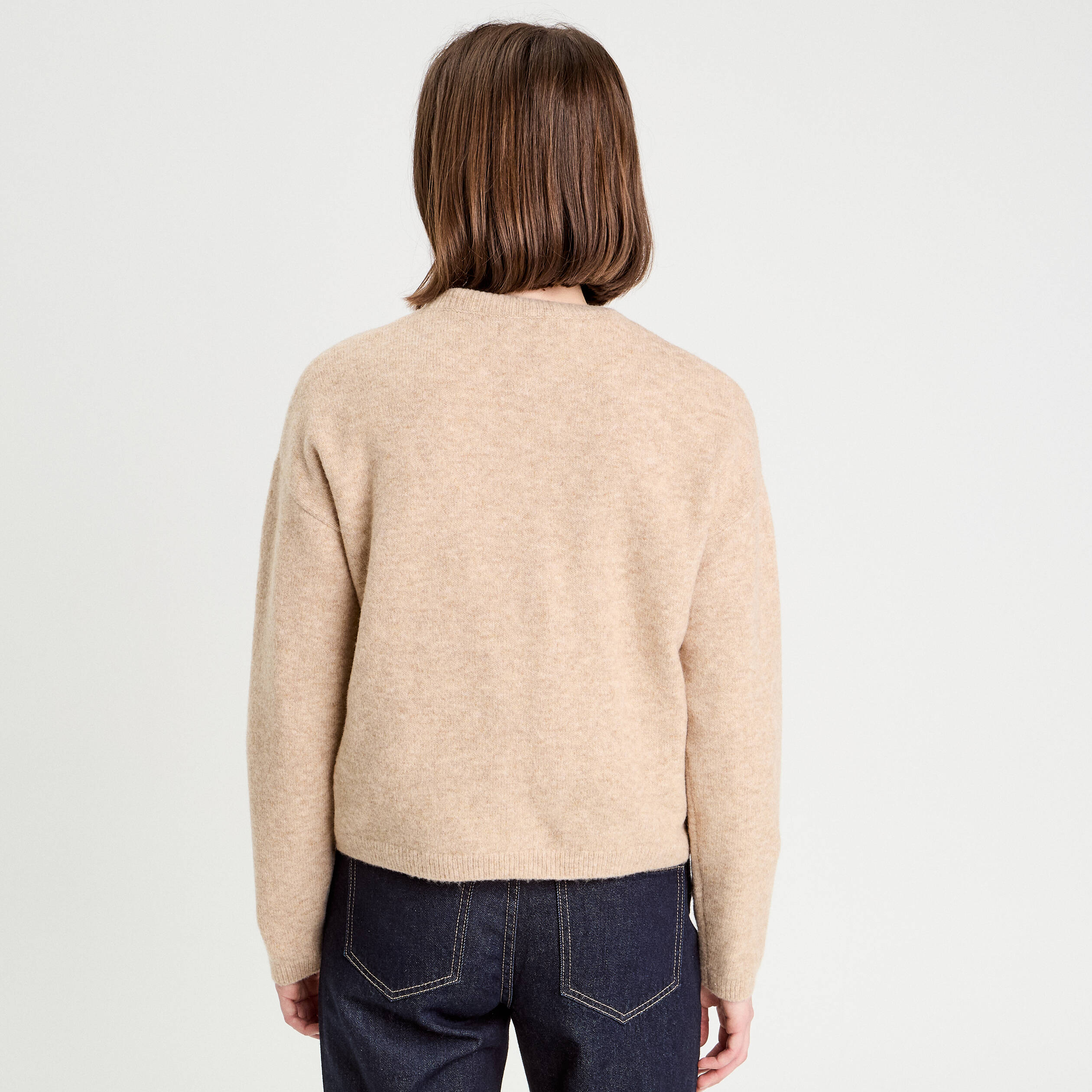 pull manches longues et noeud beige femme Pull manches longues et noeud beige femme