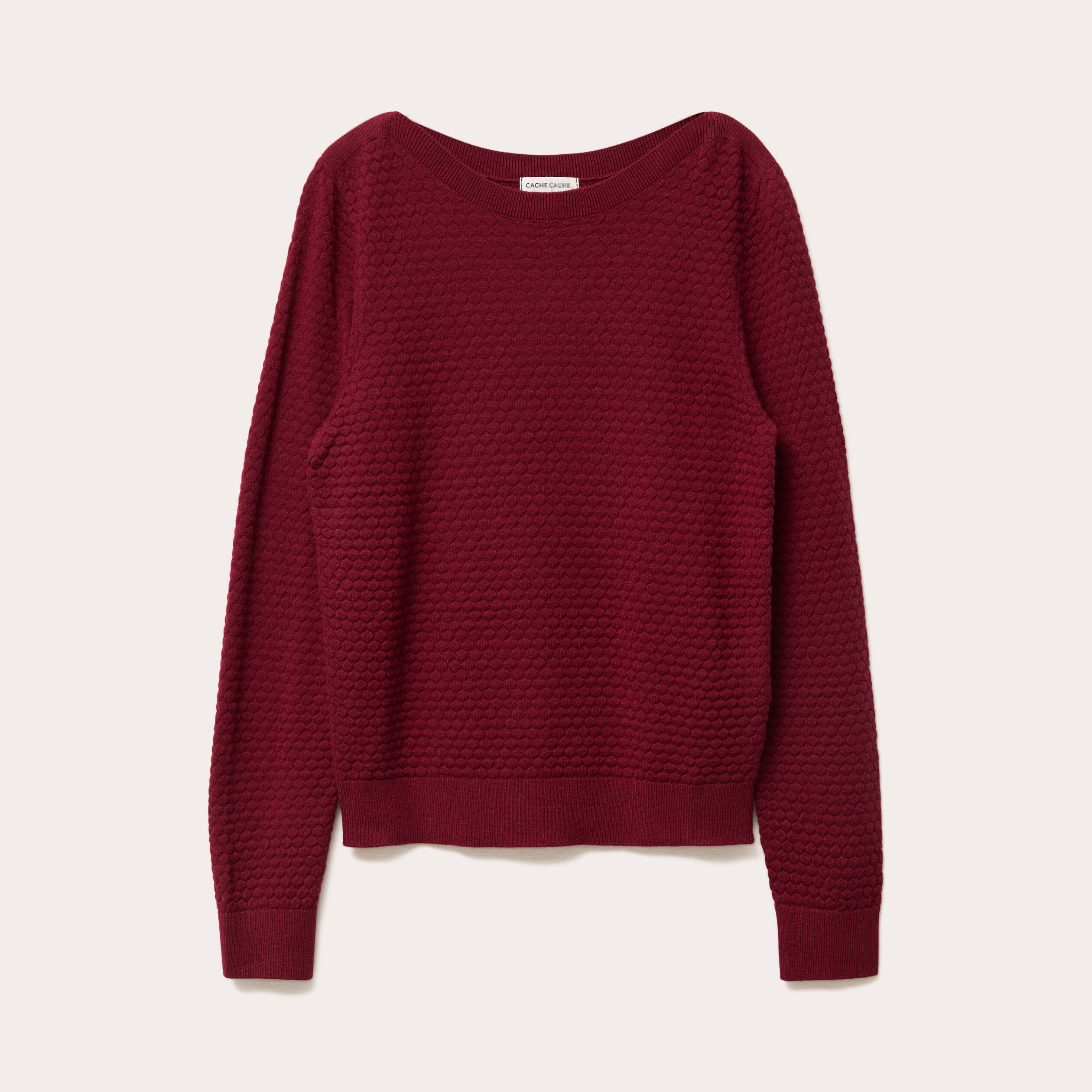 pull col bateau rouge fonce femme Pull col bateau rouge foncé femme