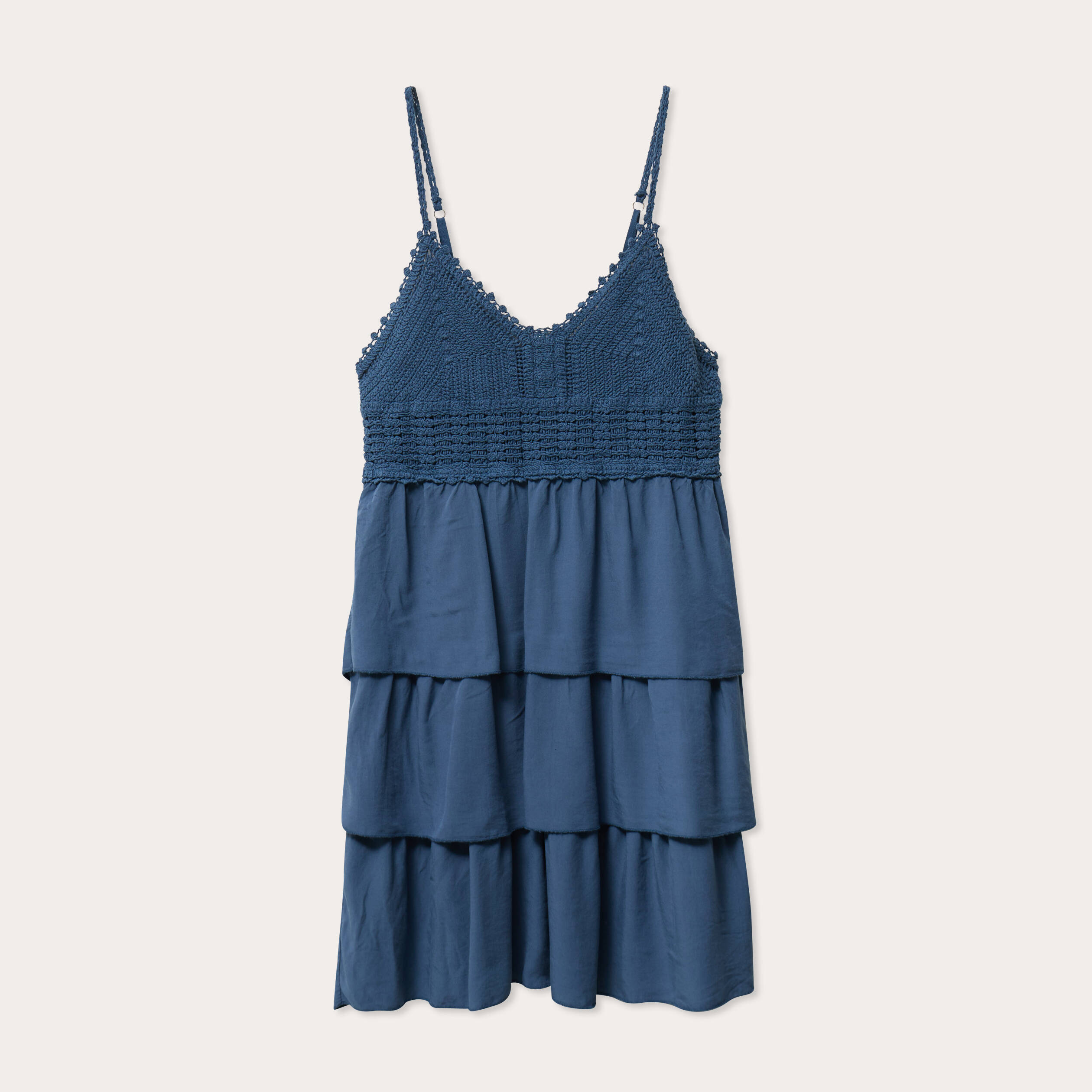 Robe évasée bretelles bleu gris femme
