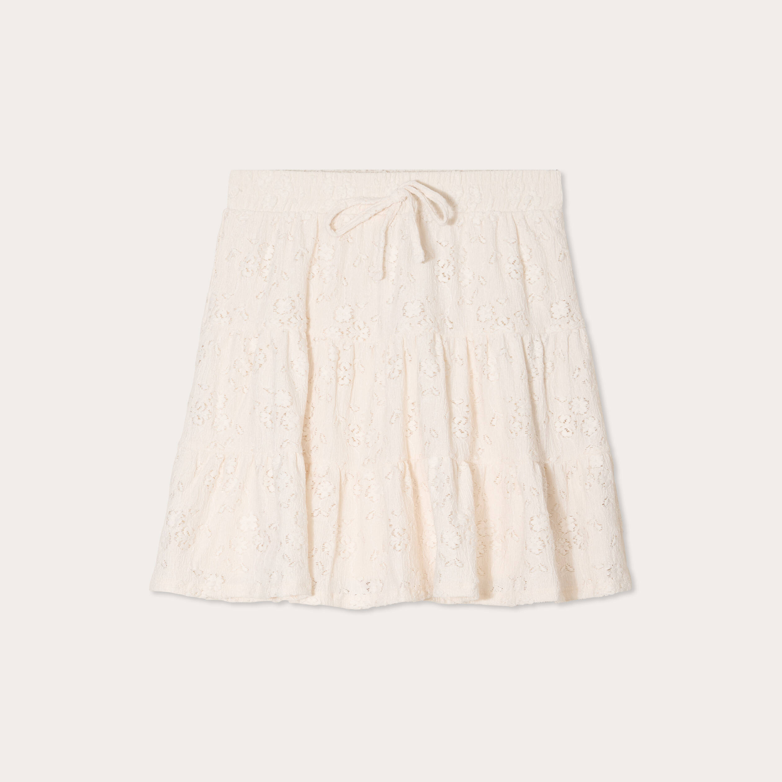 jupe evasee details ajoures ecru femme Jupe évasée détails ajourés ecru femme