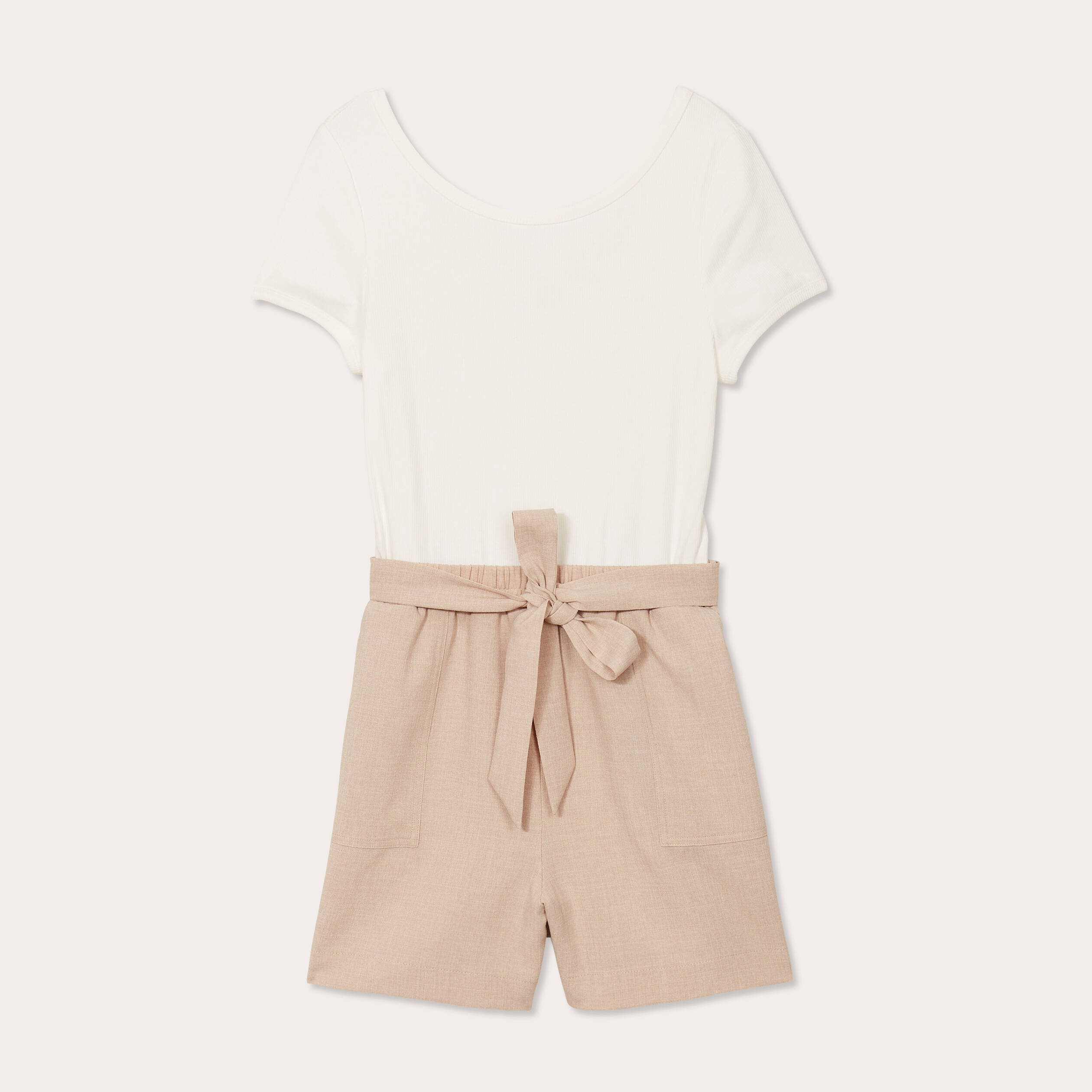 Combishort ceinturée sable femme