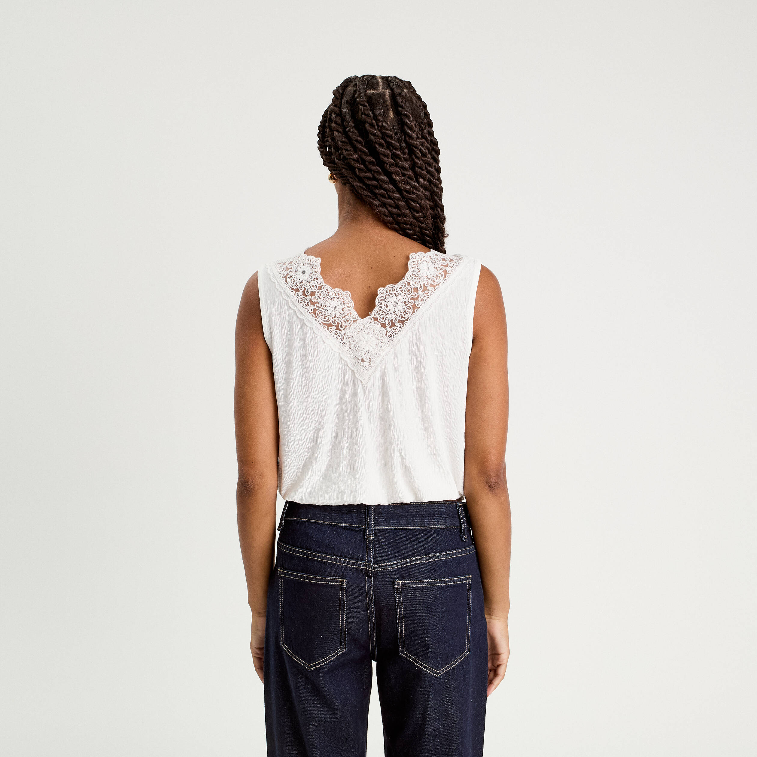 blouse sans manches ecru femme Blouse sans manches ecru femme