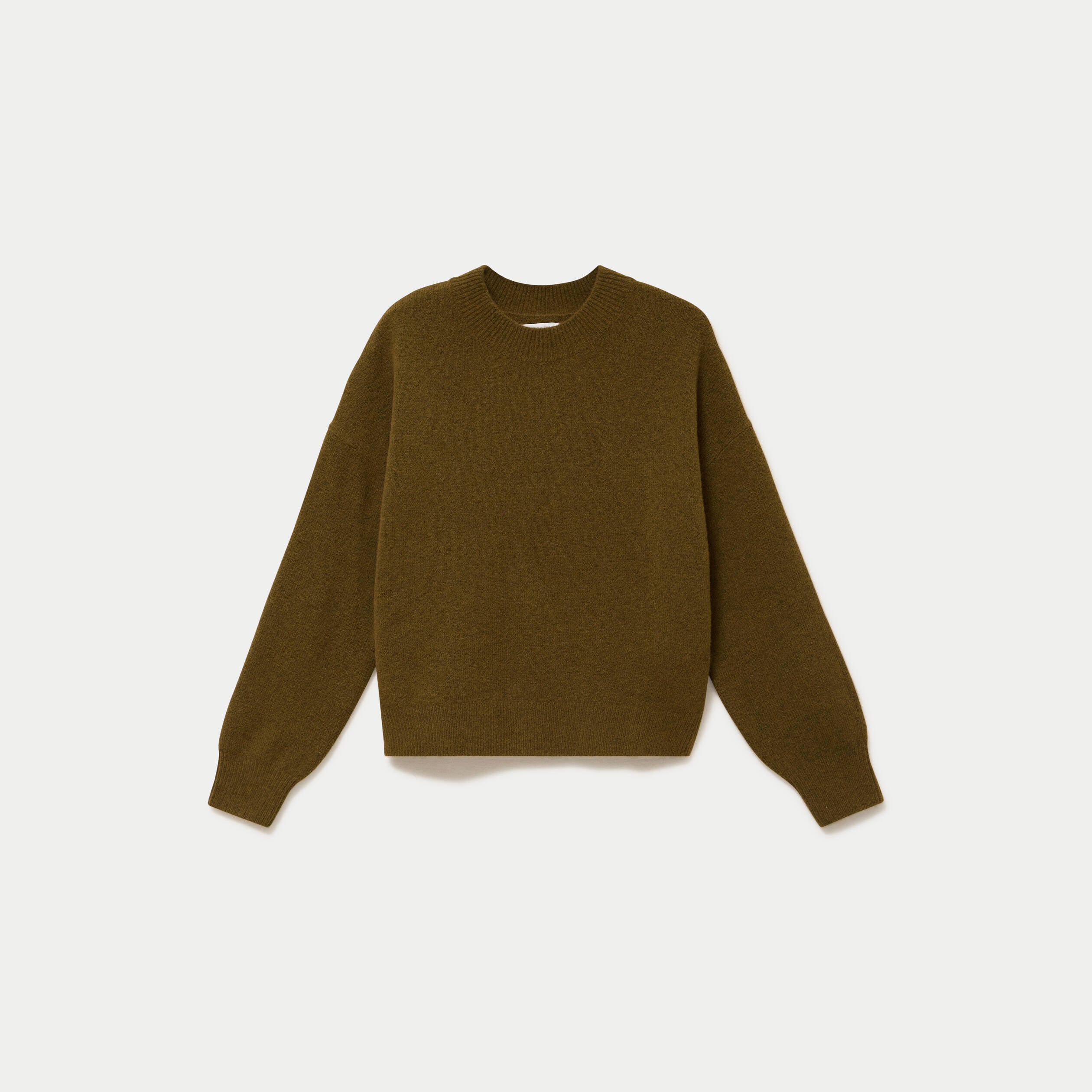 Pull col rond vert olive femme