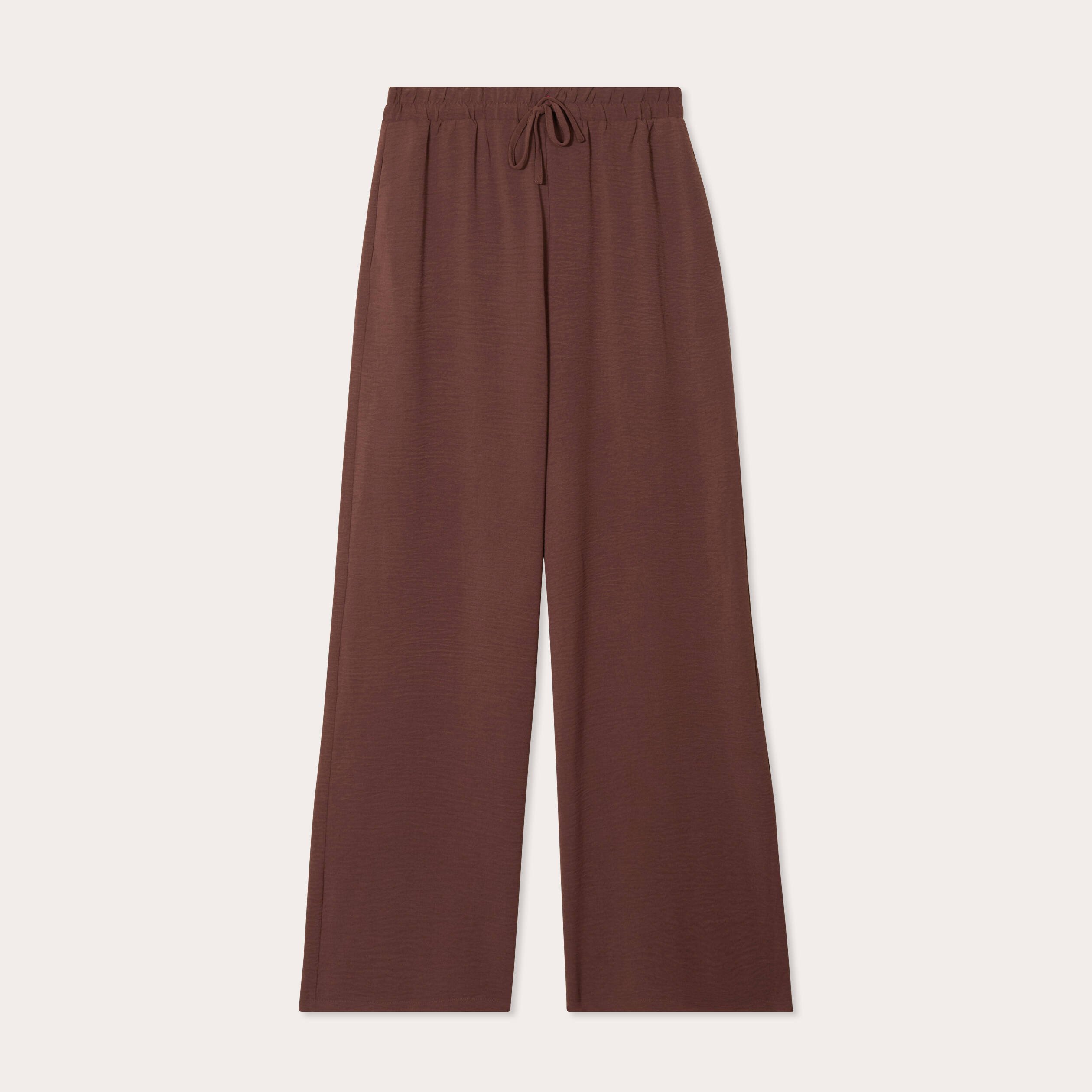 pantalon large marron fonce femme Pantalon large marron foncé femme