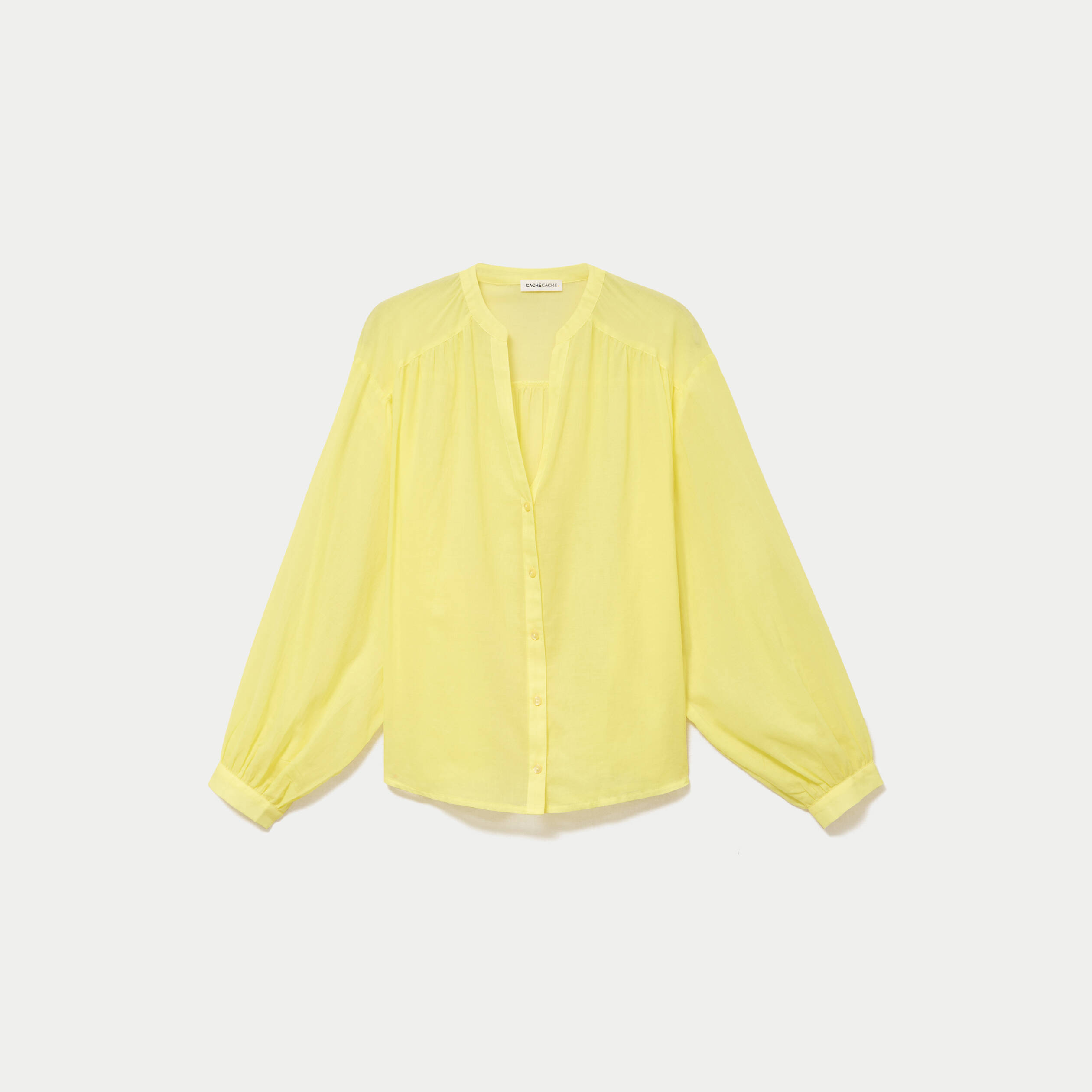 Blouse oversize manches longues jaune citron femme