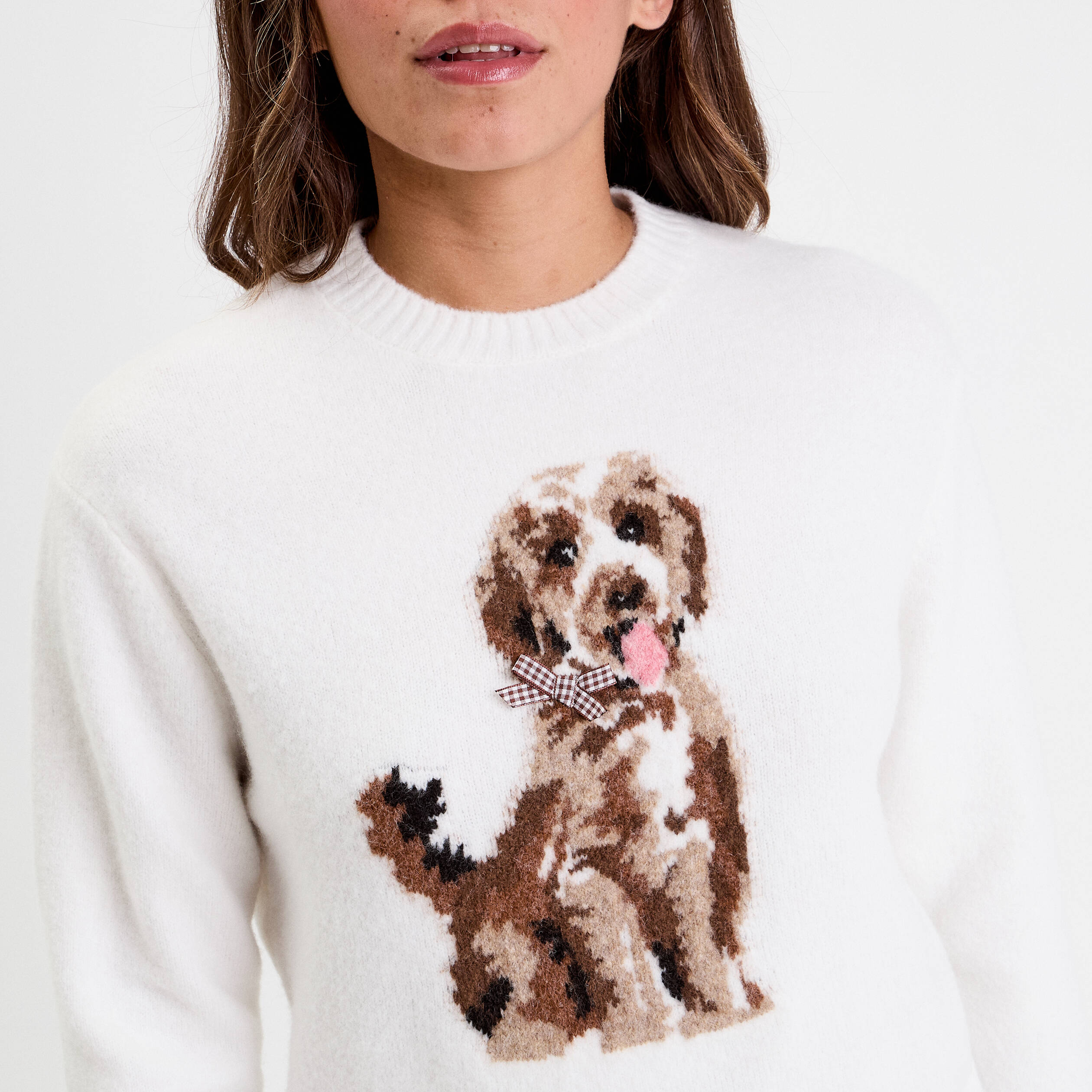 Pull manches longues ecru femme