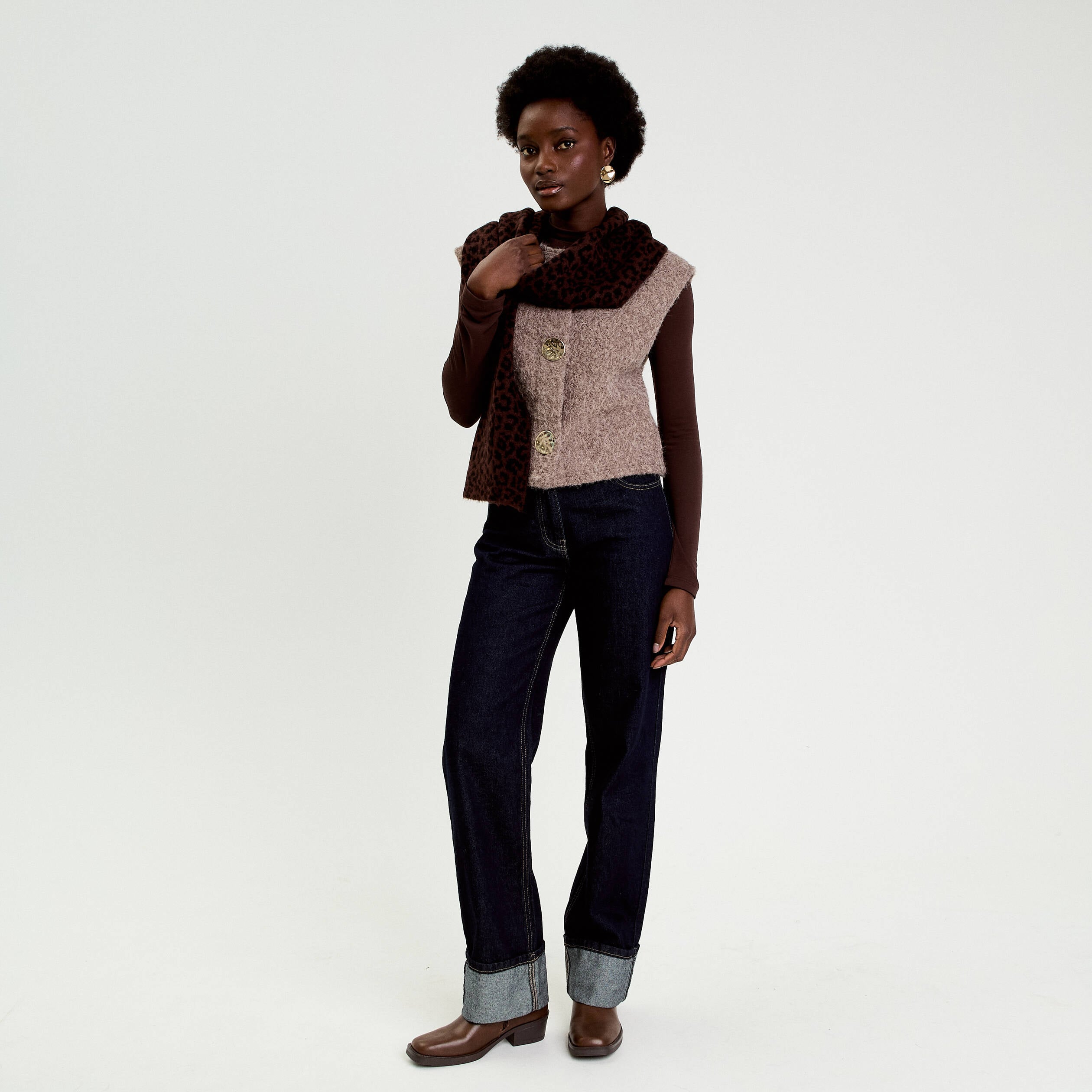 Gilet sans manches effet polaire taupe femme