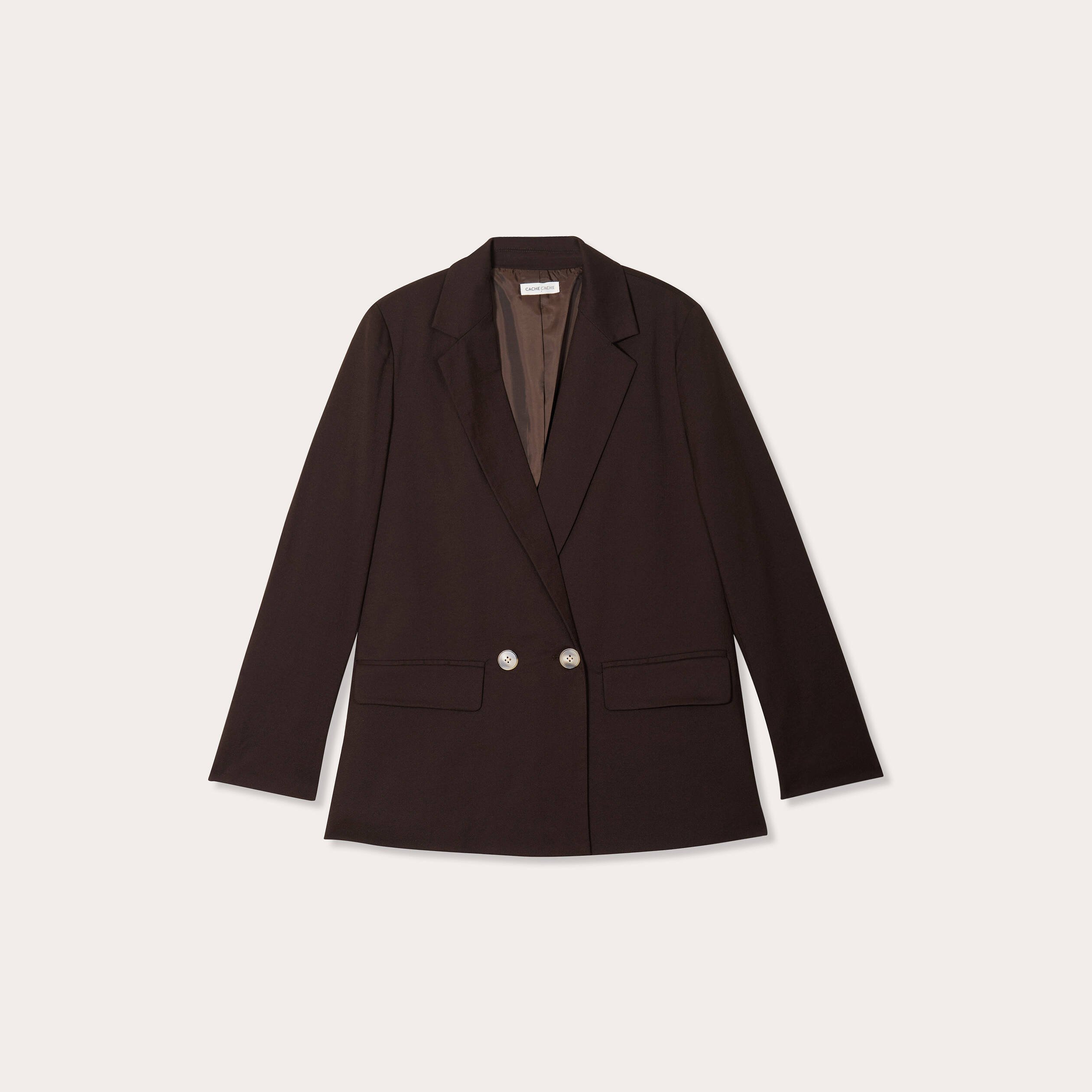 blazer droit marron fonce femme Blazer droit marron foncé femme