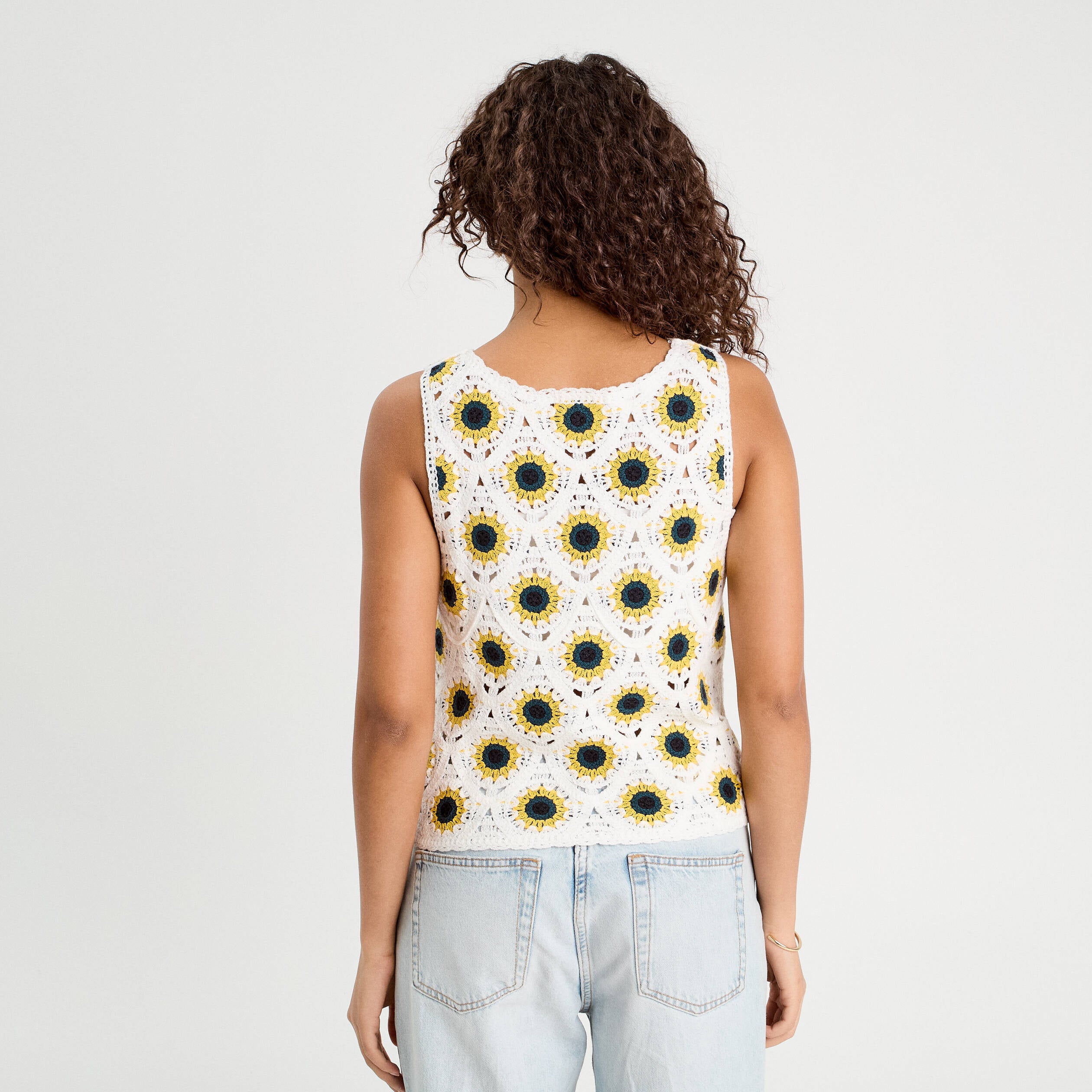 D&eacute;bardeur crochet boutons ecru femme