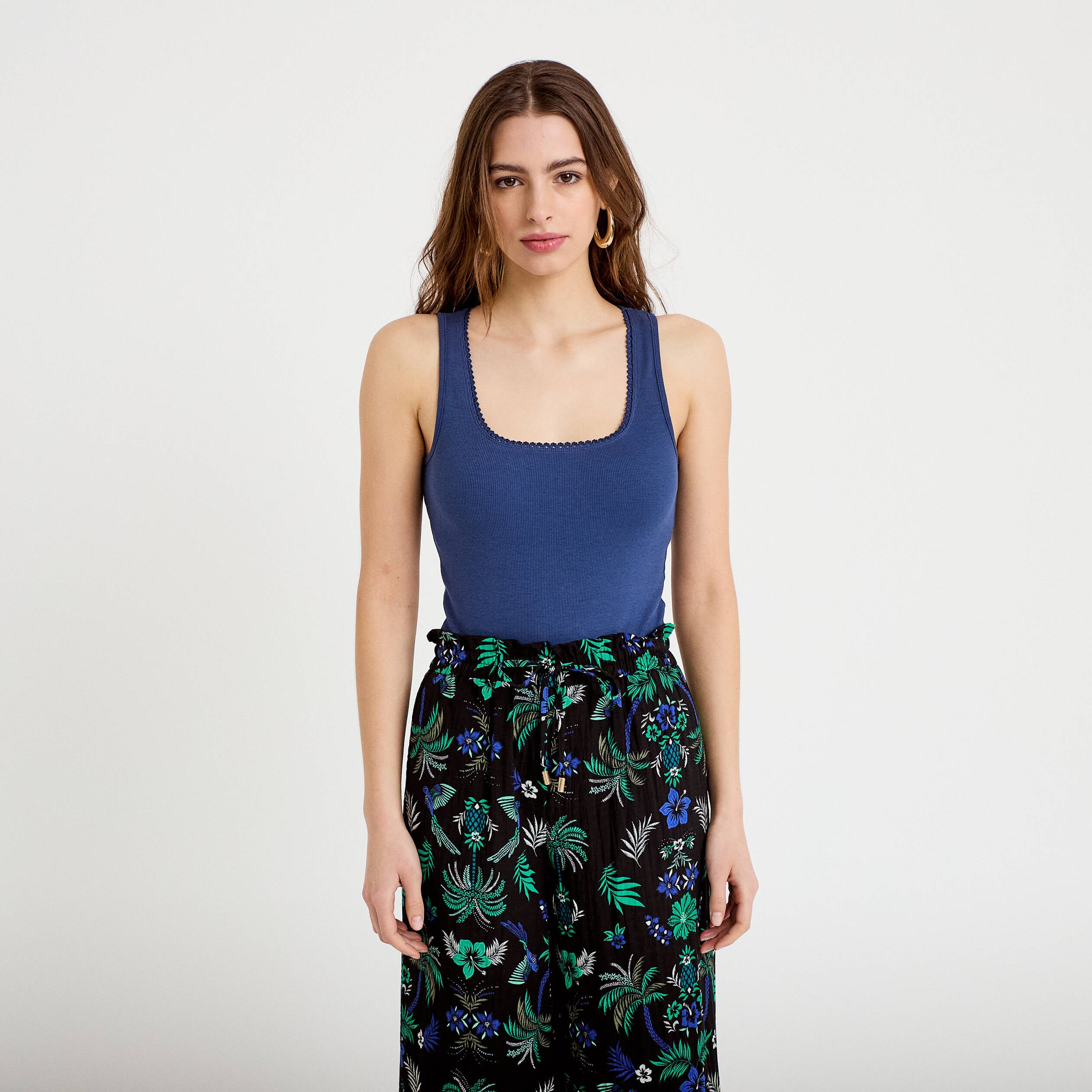 Body c&ocirc;tel&eacute; ajust&eacute; sans manches bleu fonc&eacute; femme