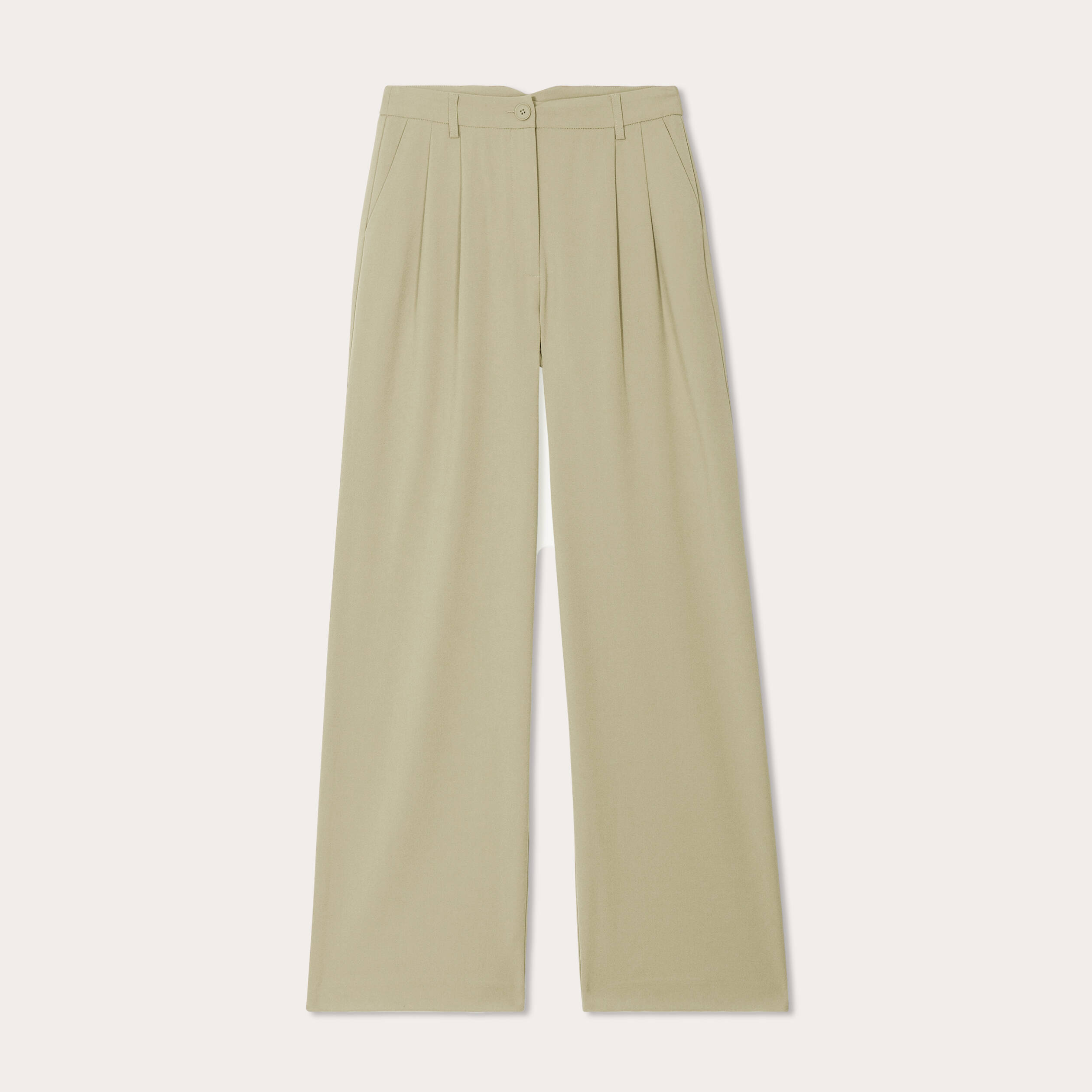 pantalon large a pinces vert kaki femme Pantalon large à pinces vert kaki femme