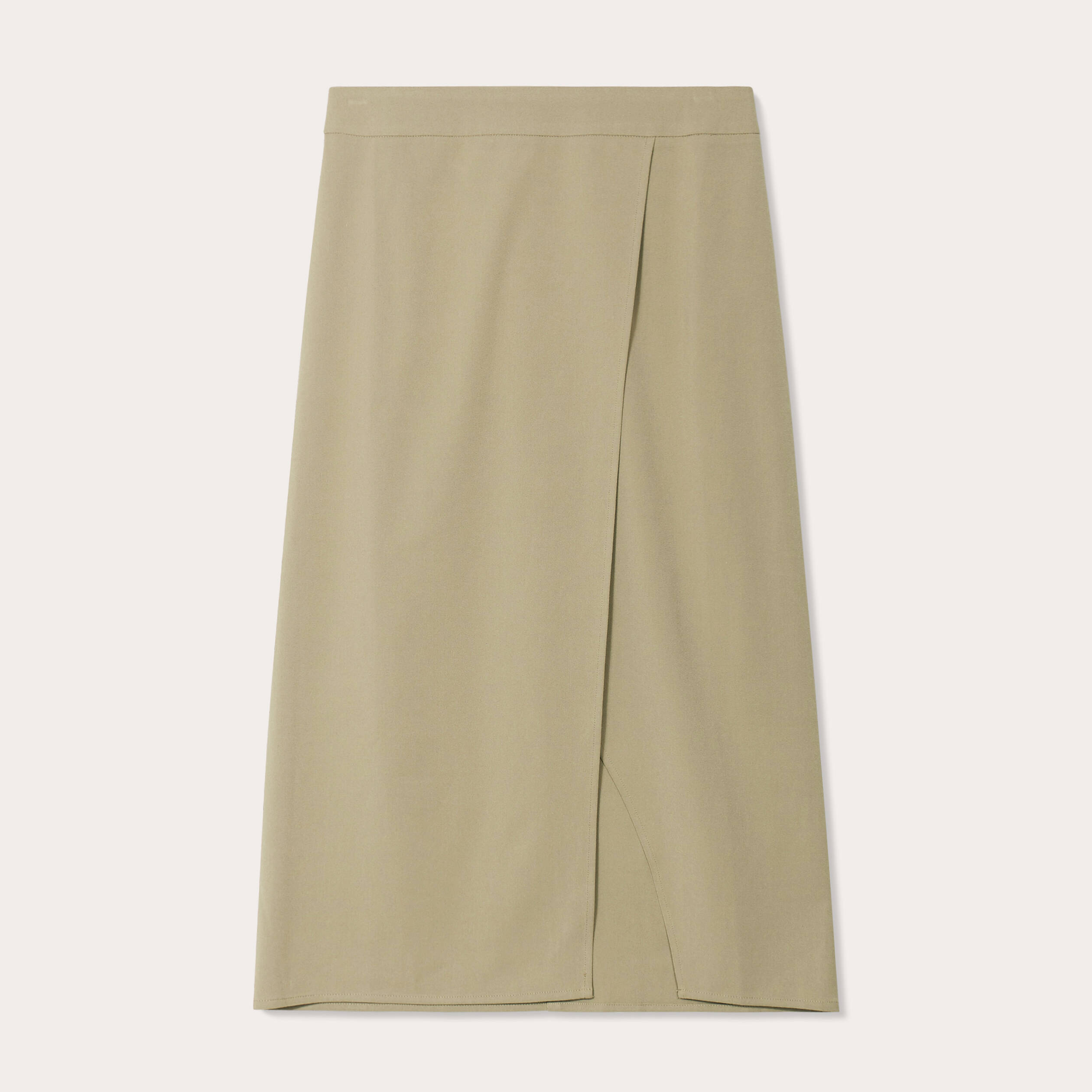 Jupe midi droite vert kaki femme