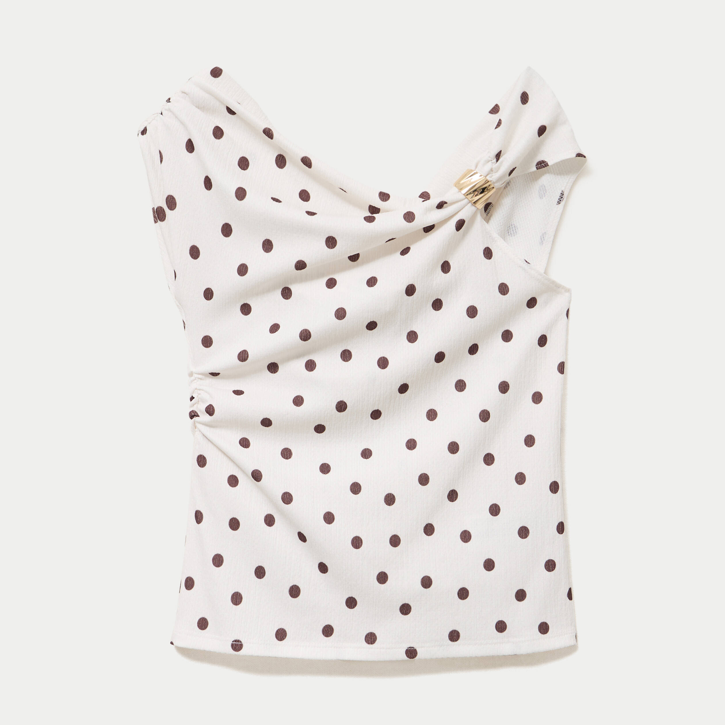 Top pliss&eacute; col bardot sans manches blanc femme