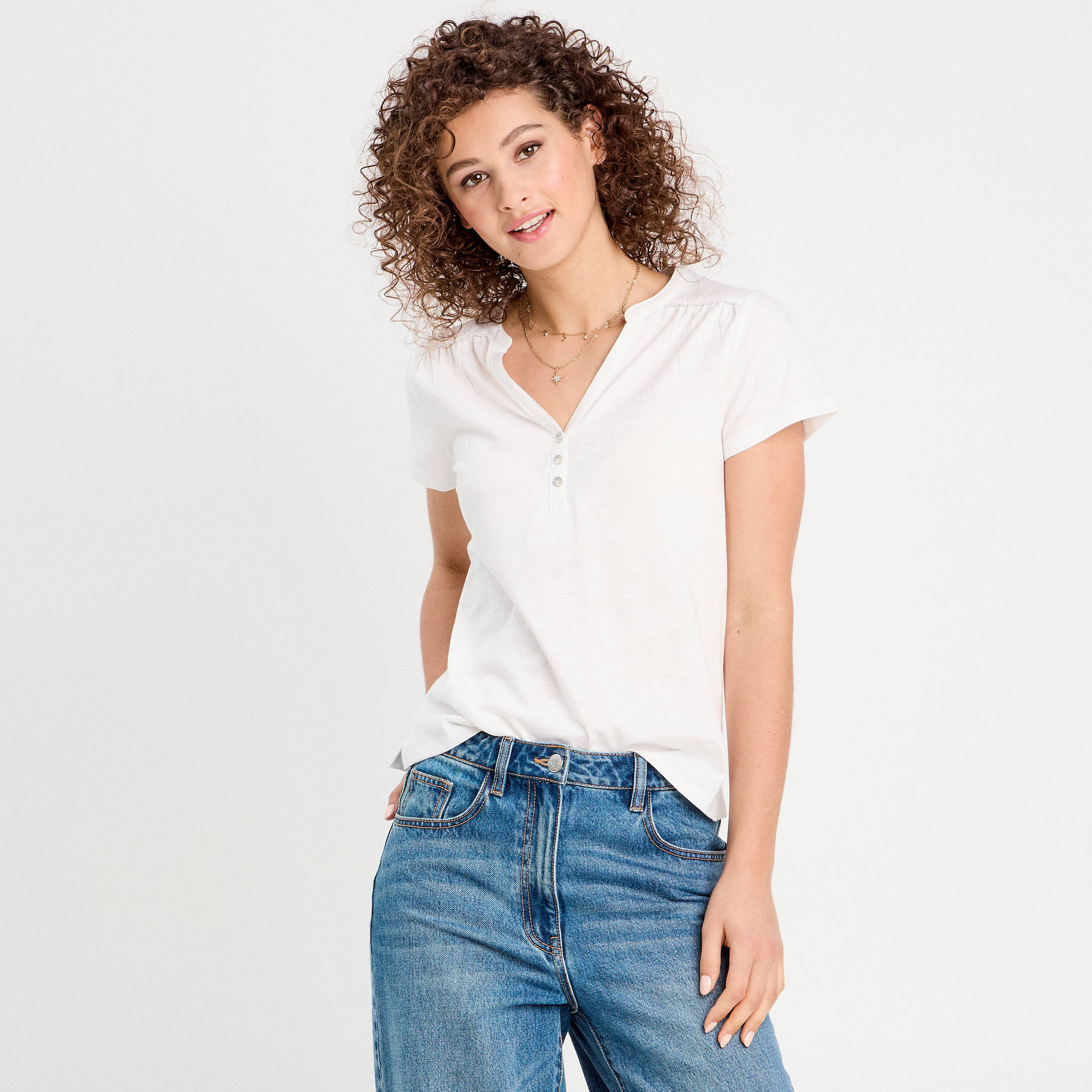 T-shirt manches courtes blanc femme