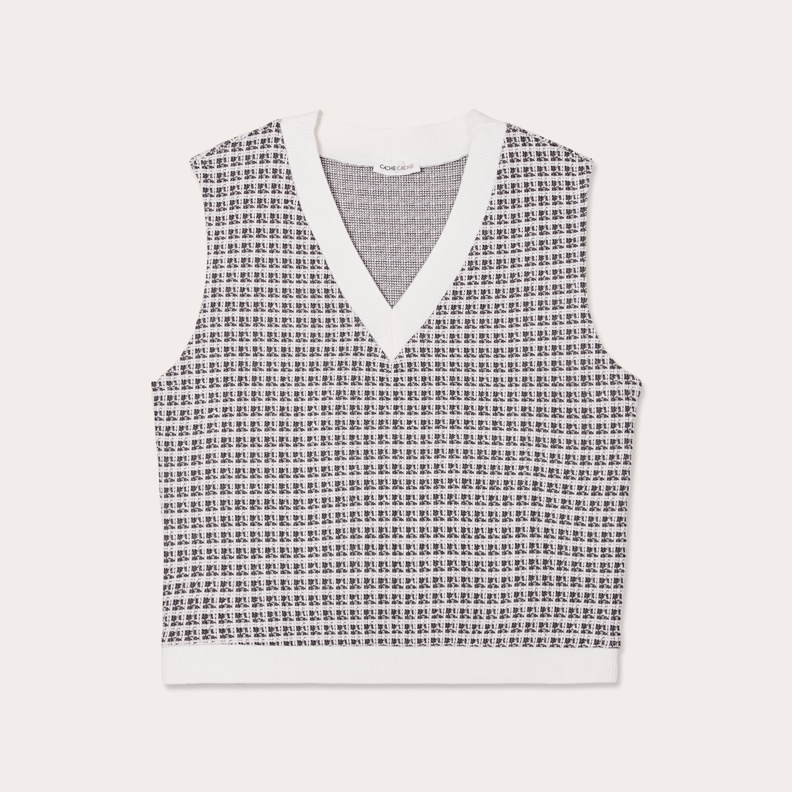 t shirt sans manches tweed ecru femme T-shirt sans manches tweed ecru femme