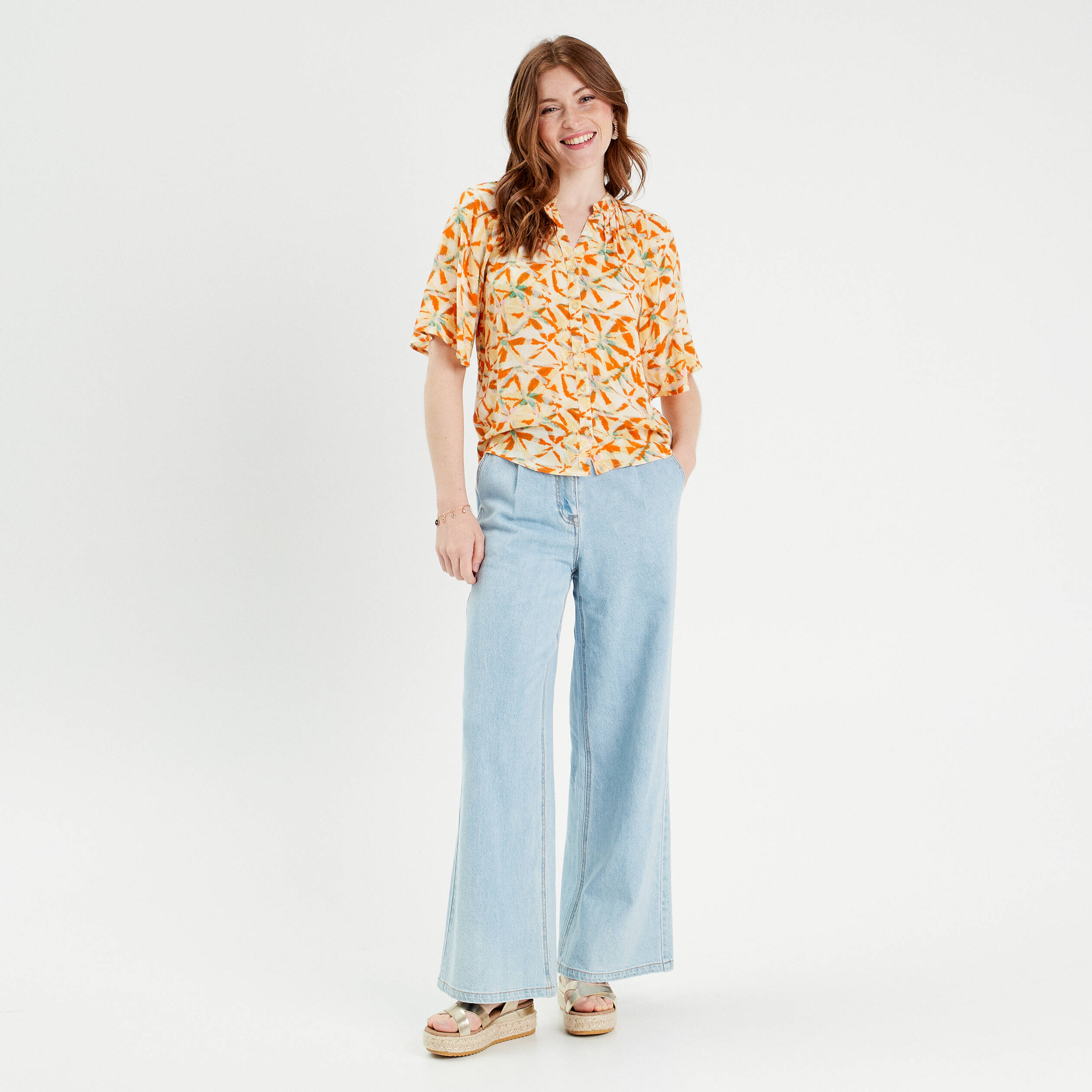 blouse manches 34 blanc femme Blouse manches 3/4 blanc femme