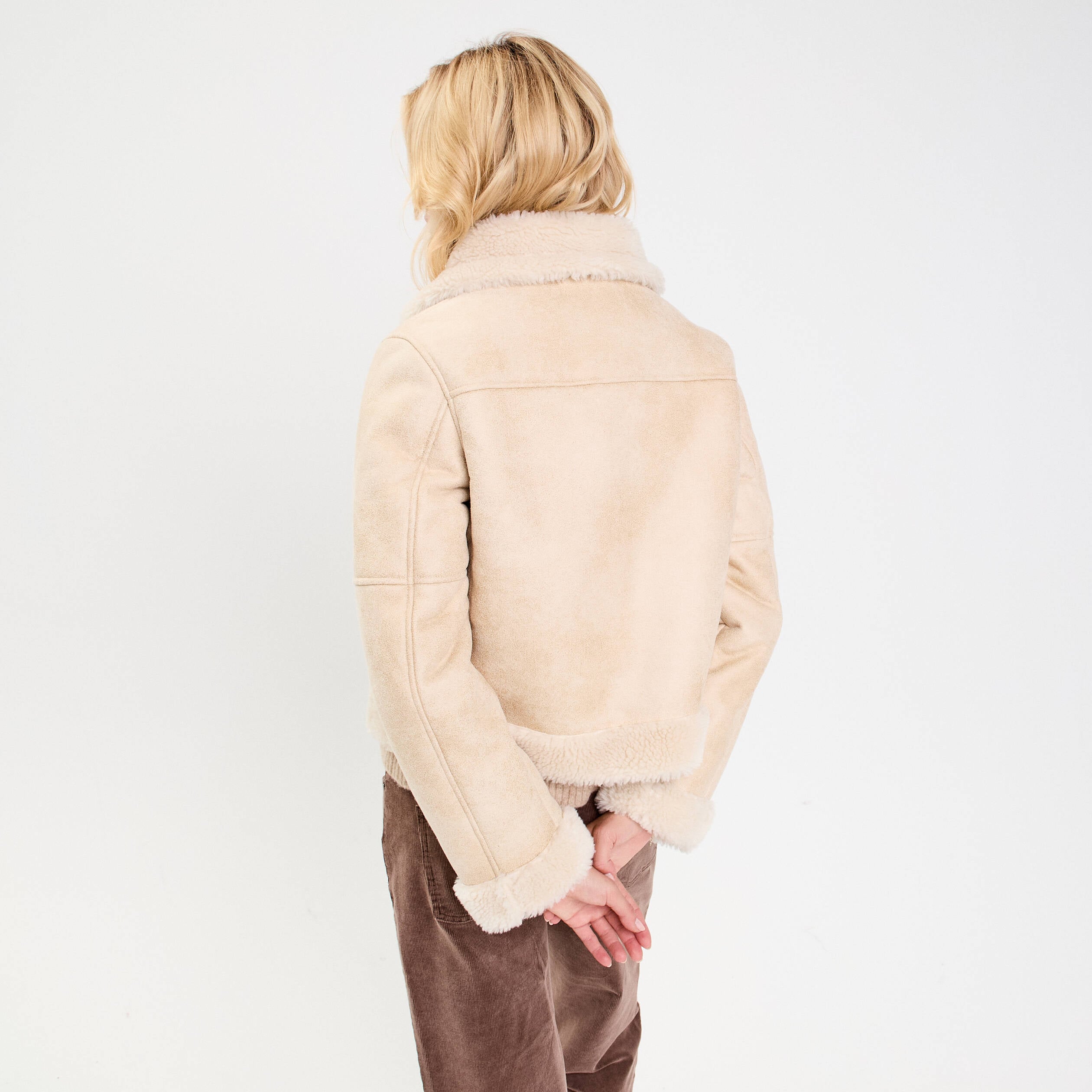 Blouson simili cuir sable femme