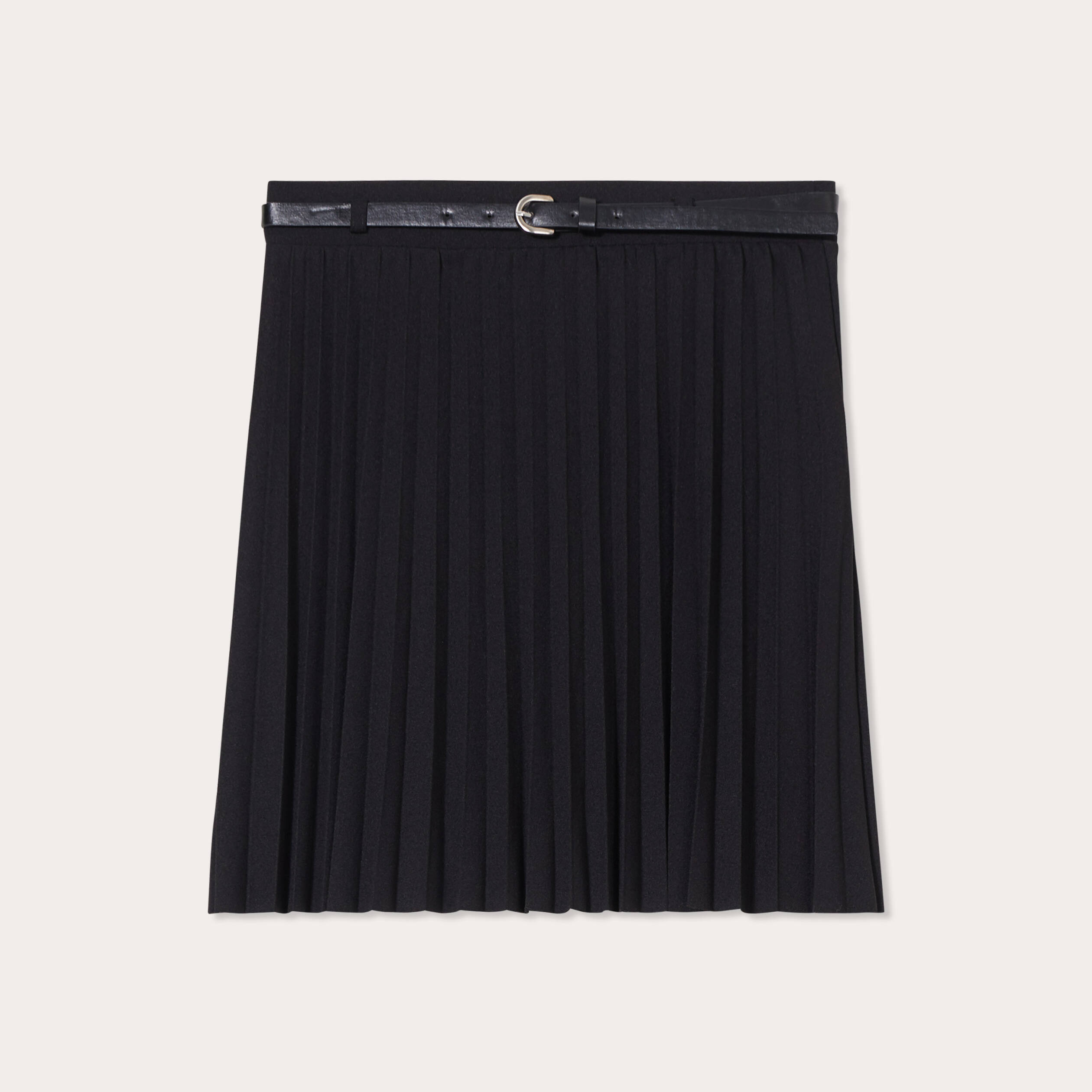 Jupe évasée noire avec ceinture, Noir - Sisley