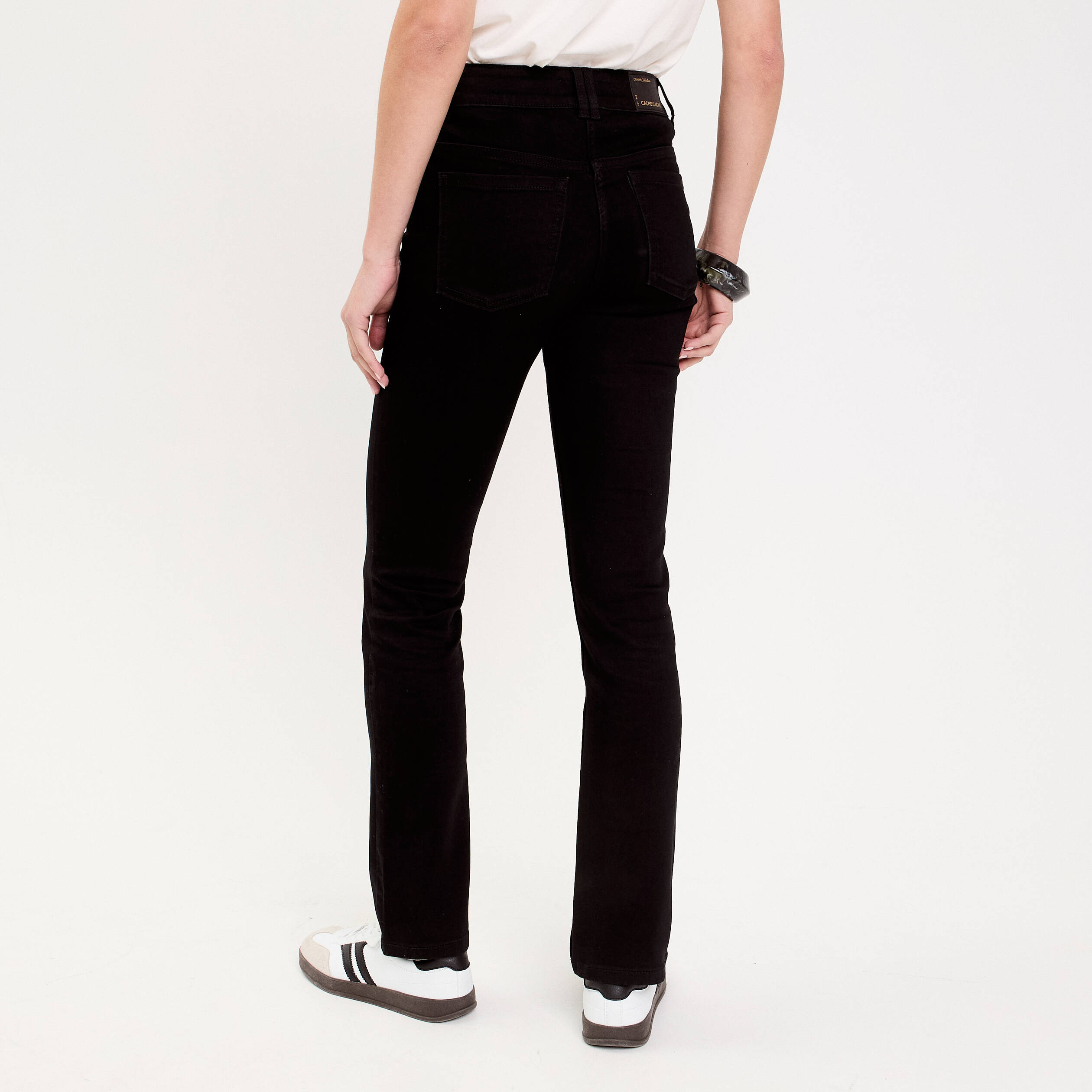 Jean droit regular taille standard denim noir femme