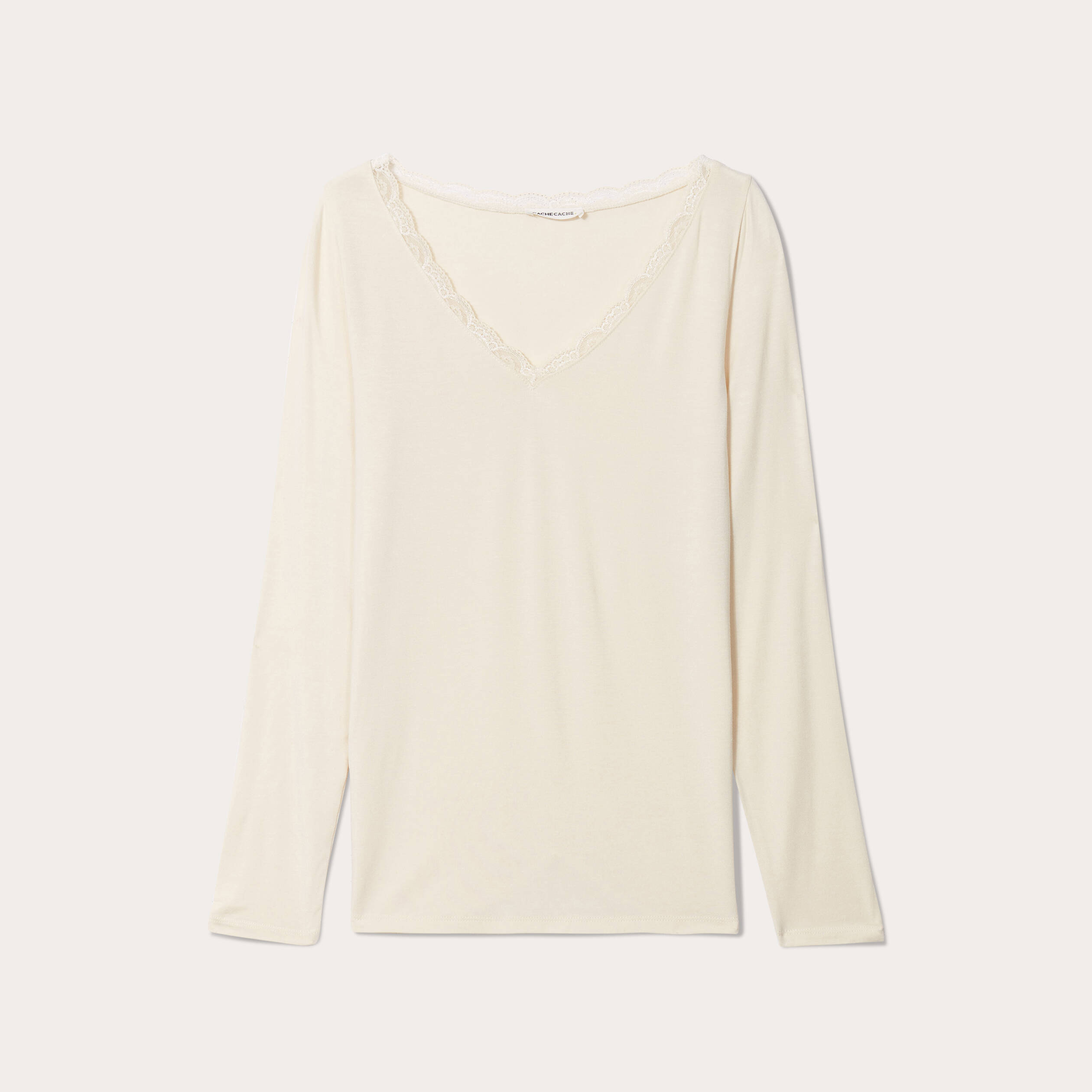 t shirt manches longues ecru femme T-shirt manches longues ecru femme