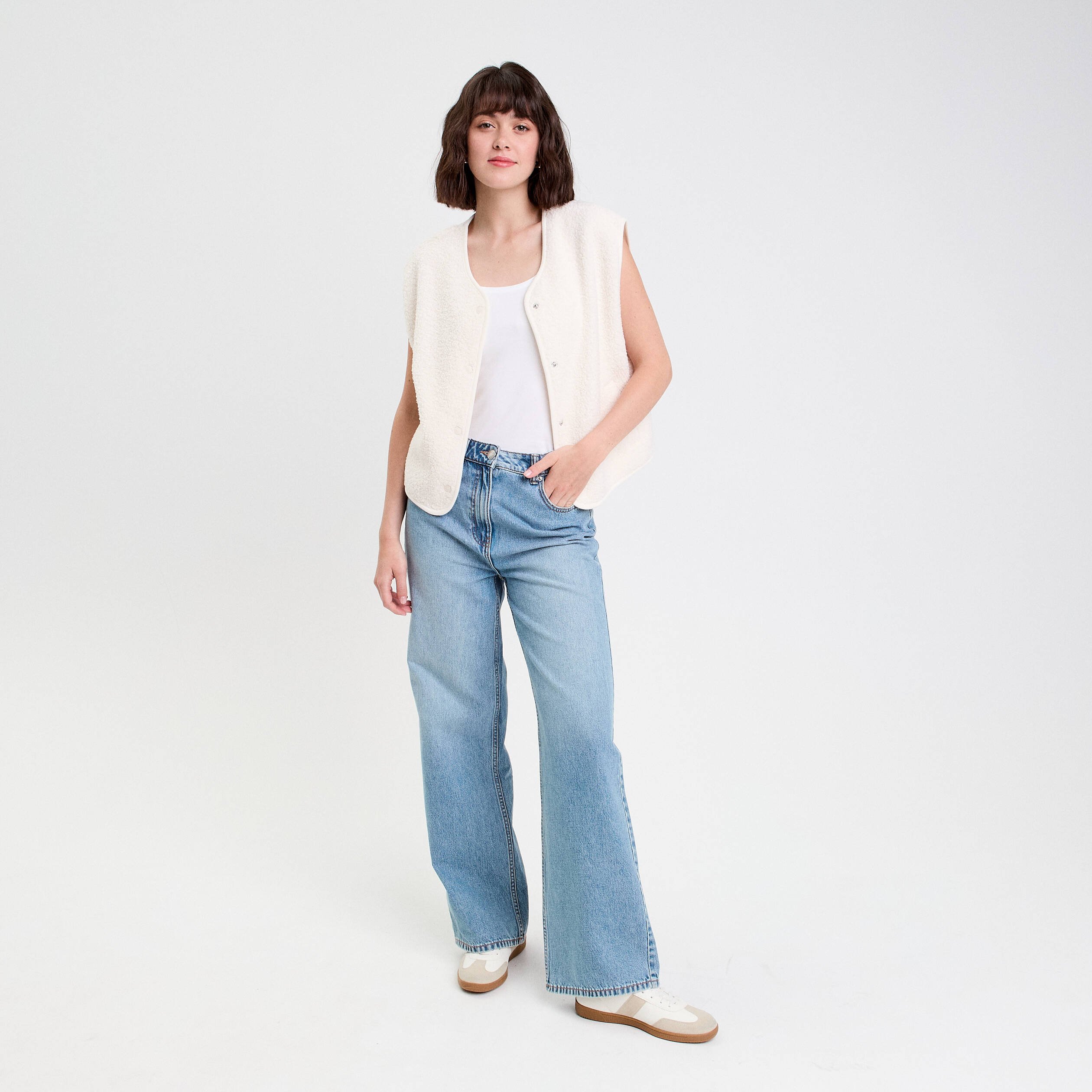 Débardeur bretelles larges blanc femme