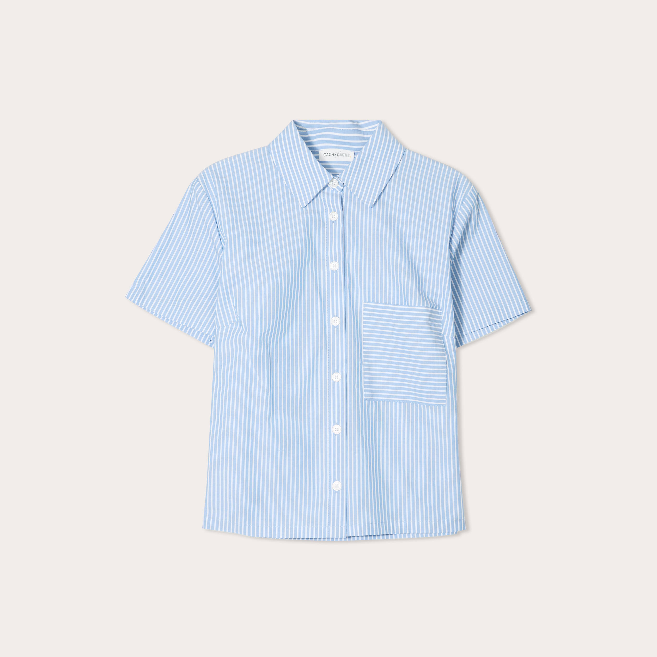 Chemise manches courtes bleu femme