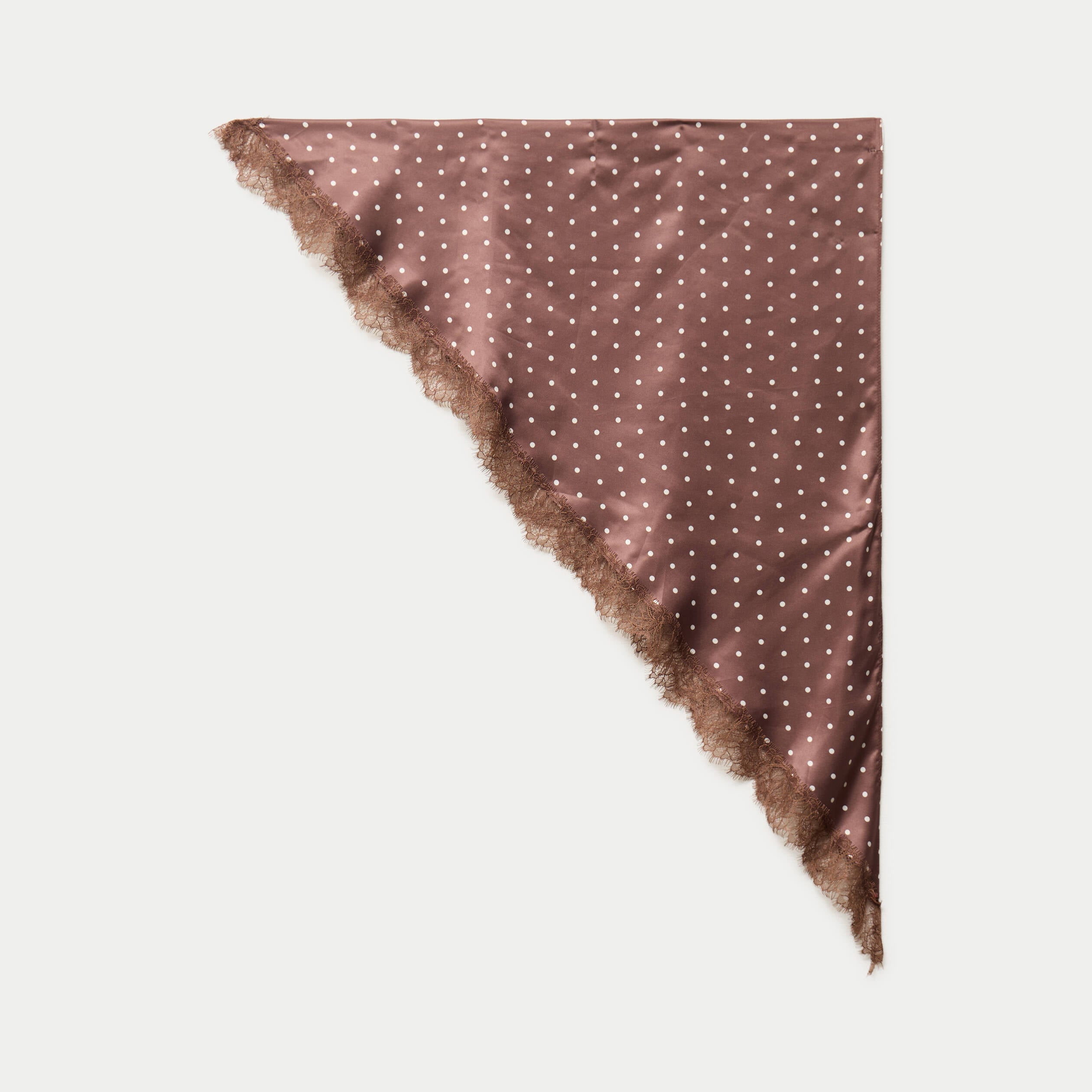 Foulard satin&eacute; avec dentelle marron fonc&eacute; femme