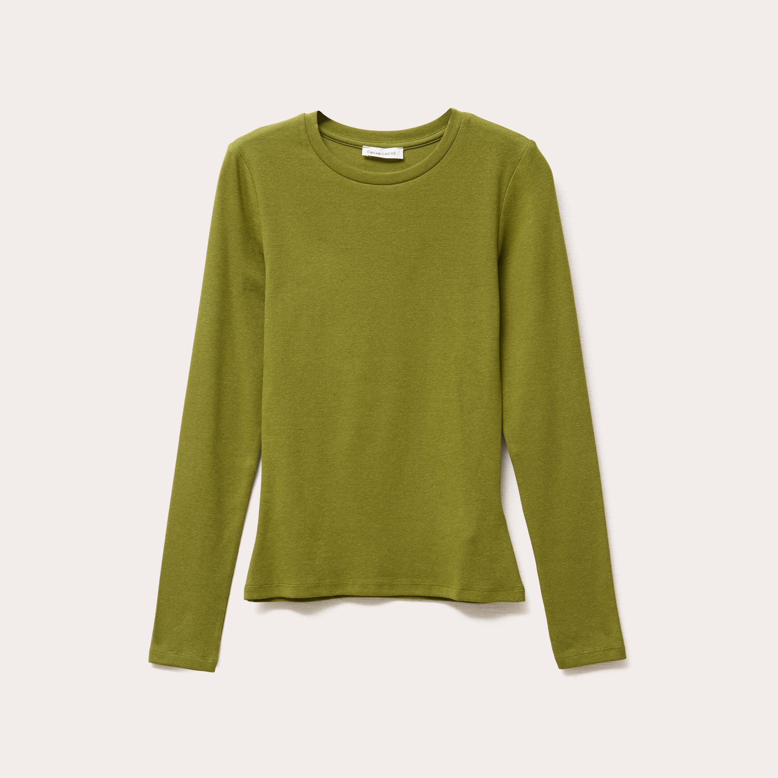 t shirt manches longues cintre vert fonce femme T-shirt manches longues cintré vert foncé femme