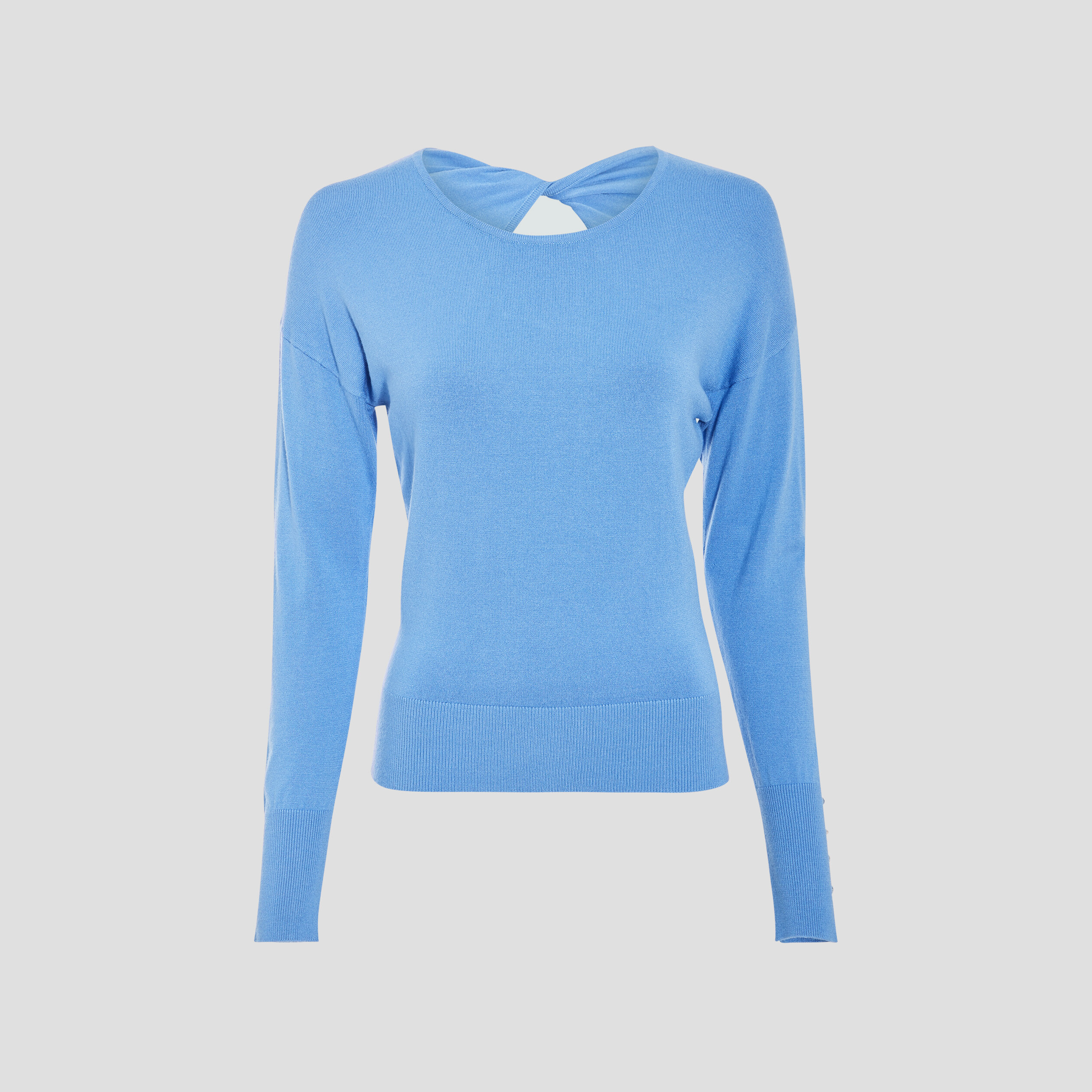 Pull avec dos ouvert bleu femme