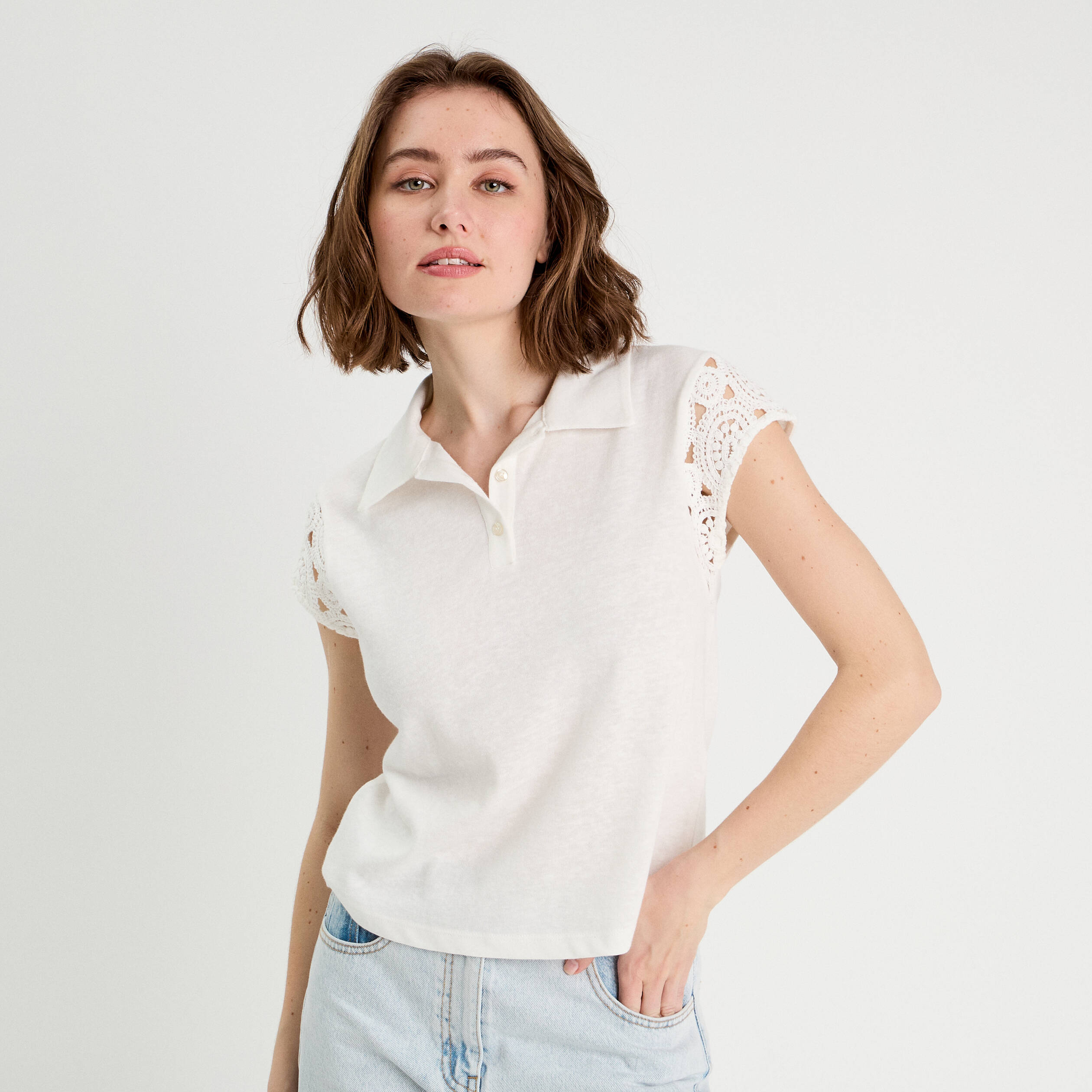 polo manches courtes ecru femme Polo manches courtes ecru femme