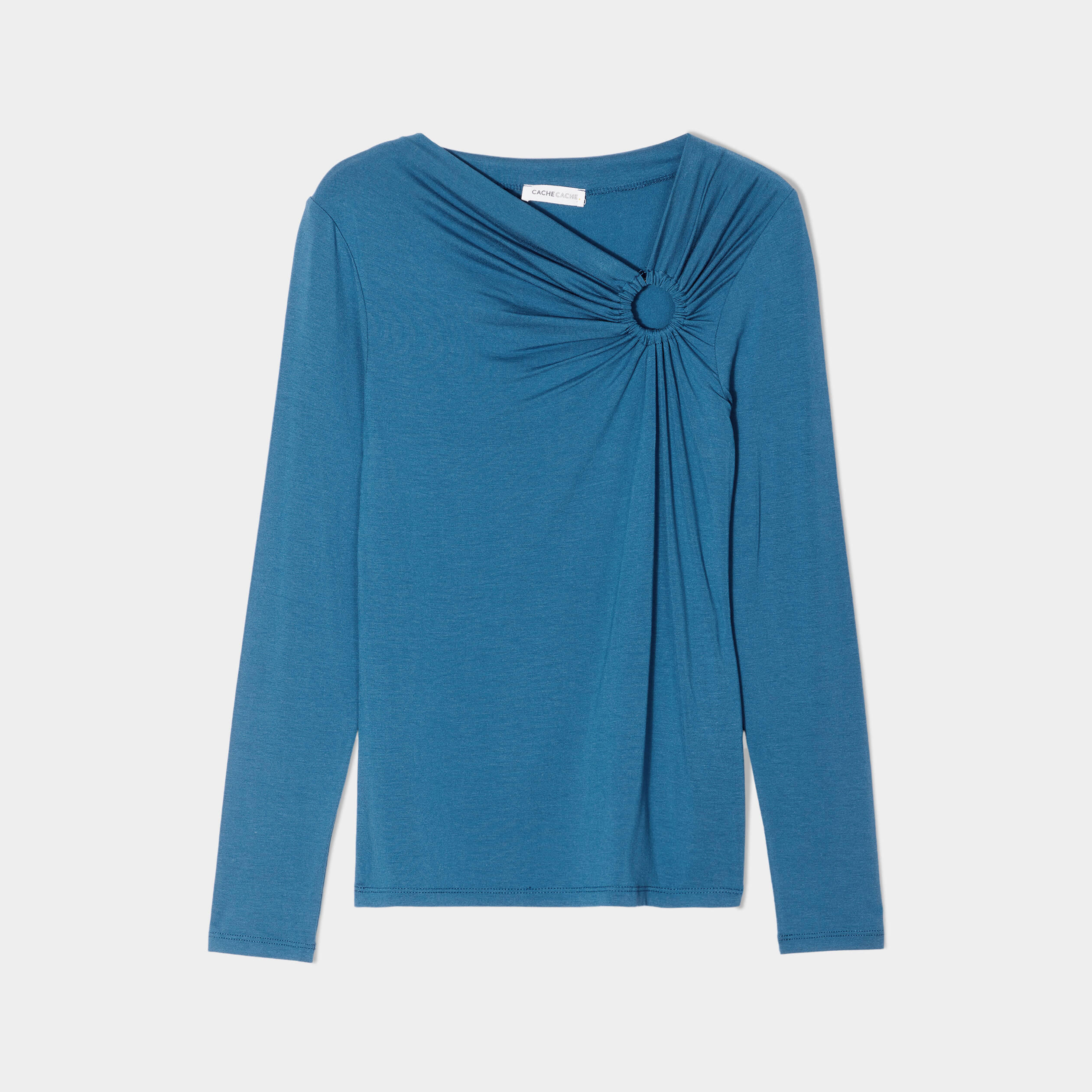 blouse manches longues anneau bleu canard femme Blouse manches longues anneau bleu canard femme