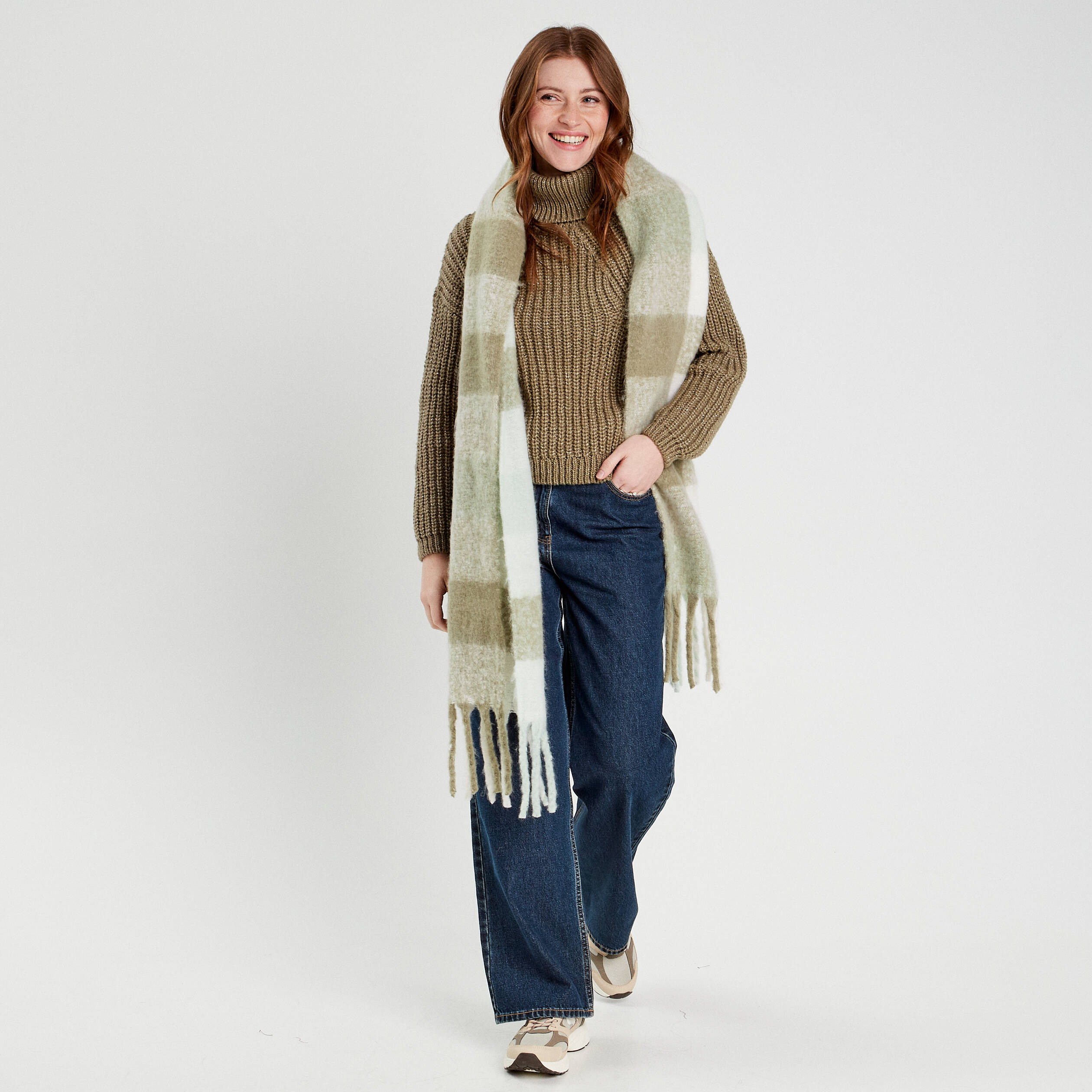 pull avec col roule vert kaki femme Pull avec col roulé vert kaki femme