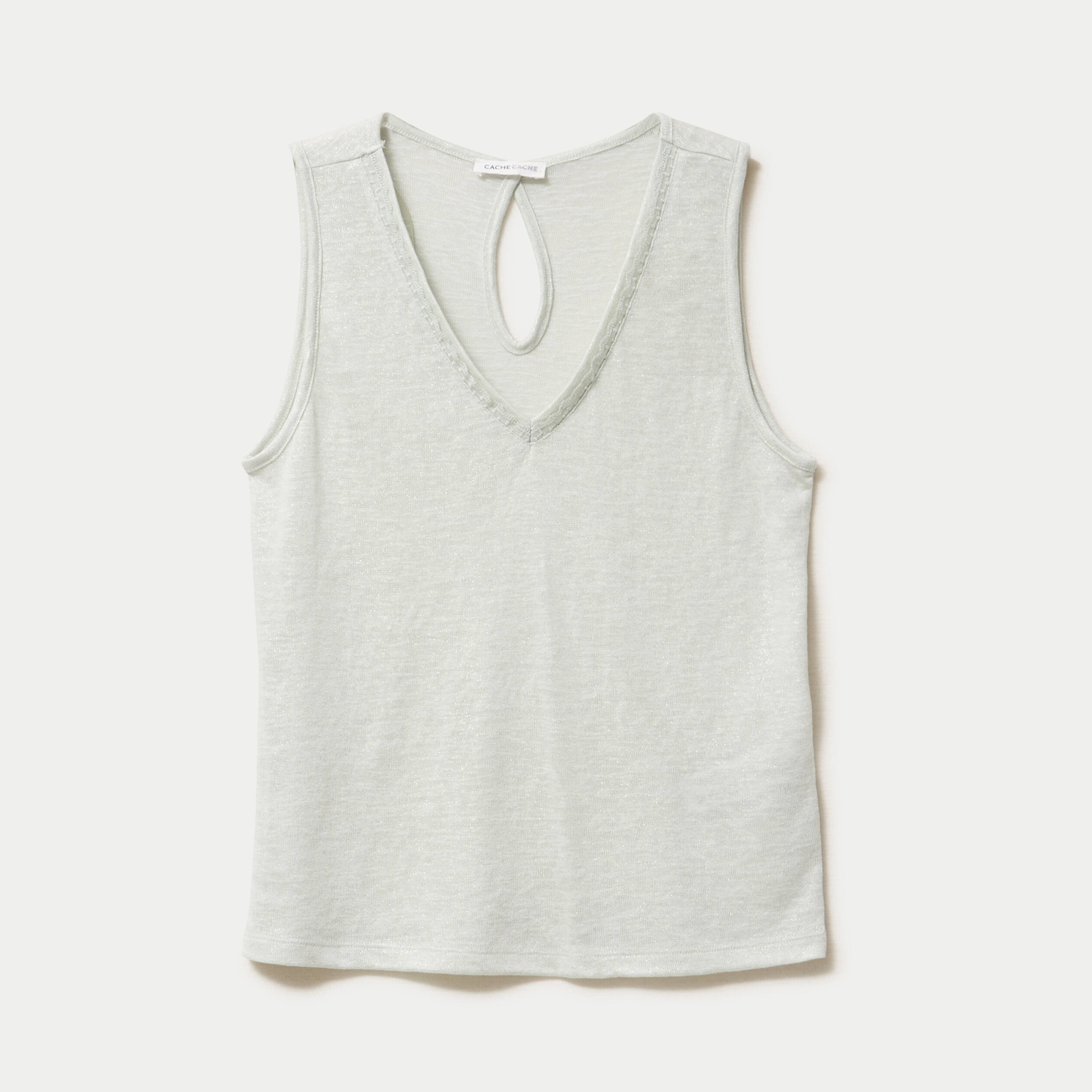 D&eacute;bardeur col v gris argent femme