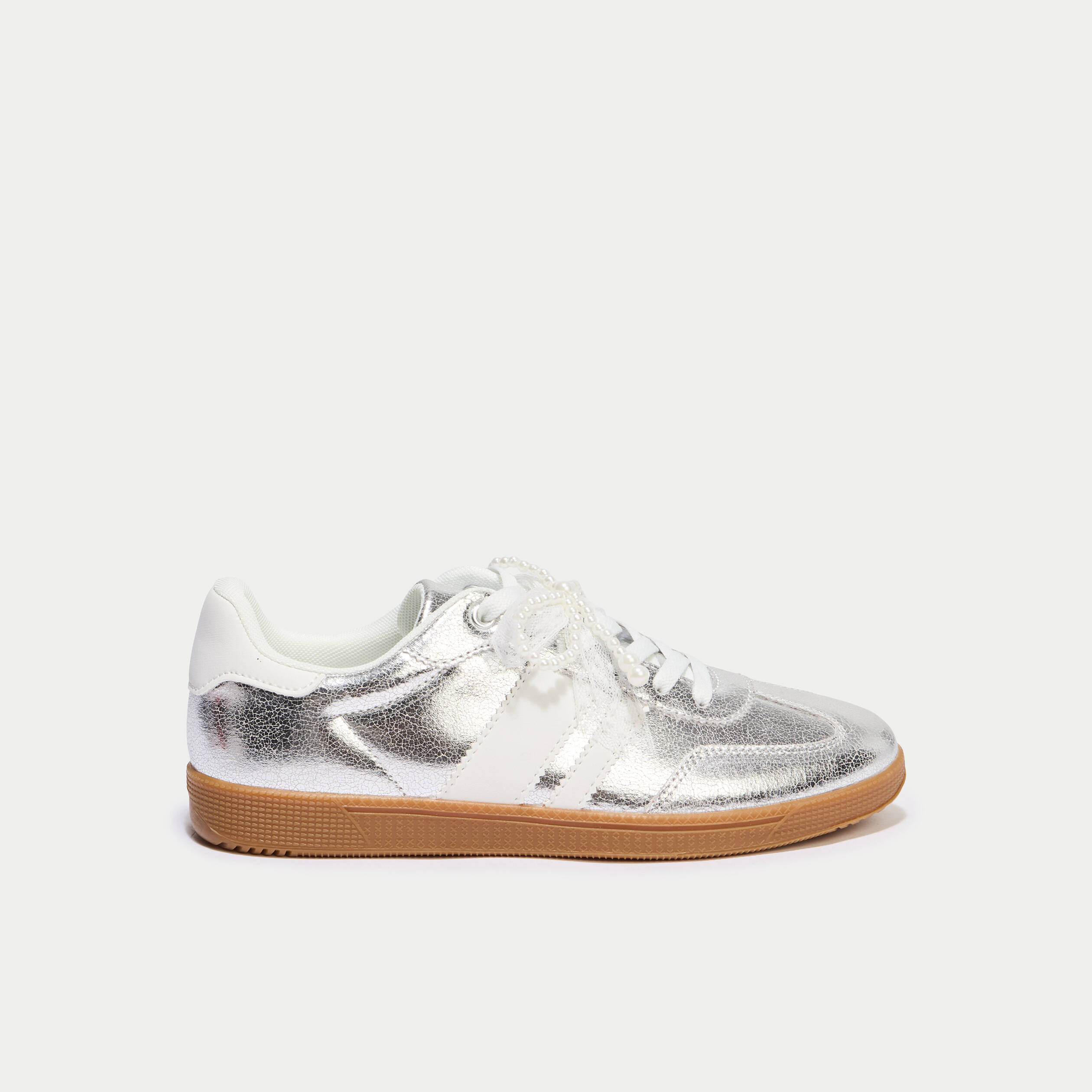 Basket gris argent femme