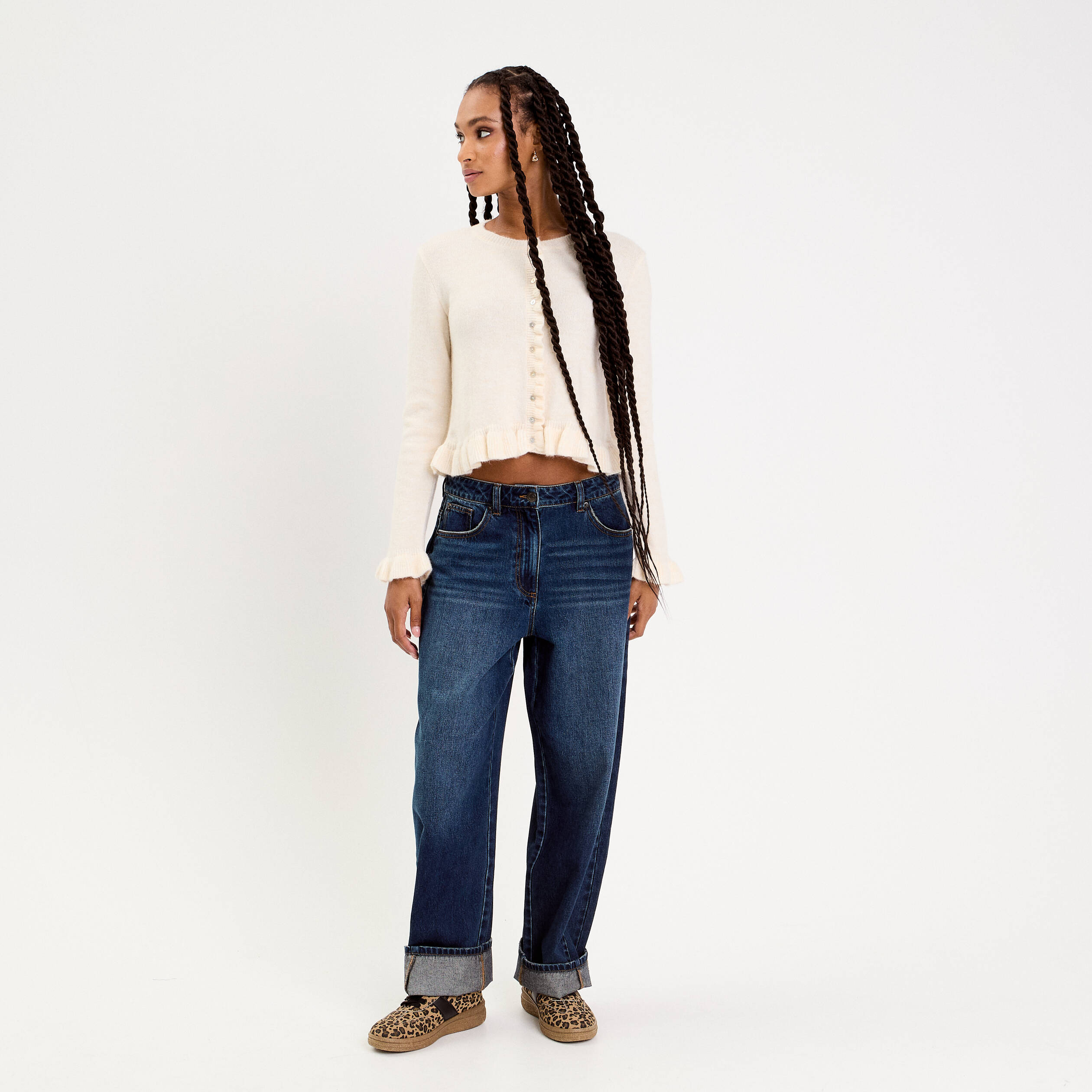 Gilet manches longues ecru femme