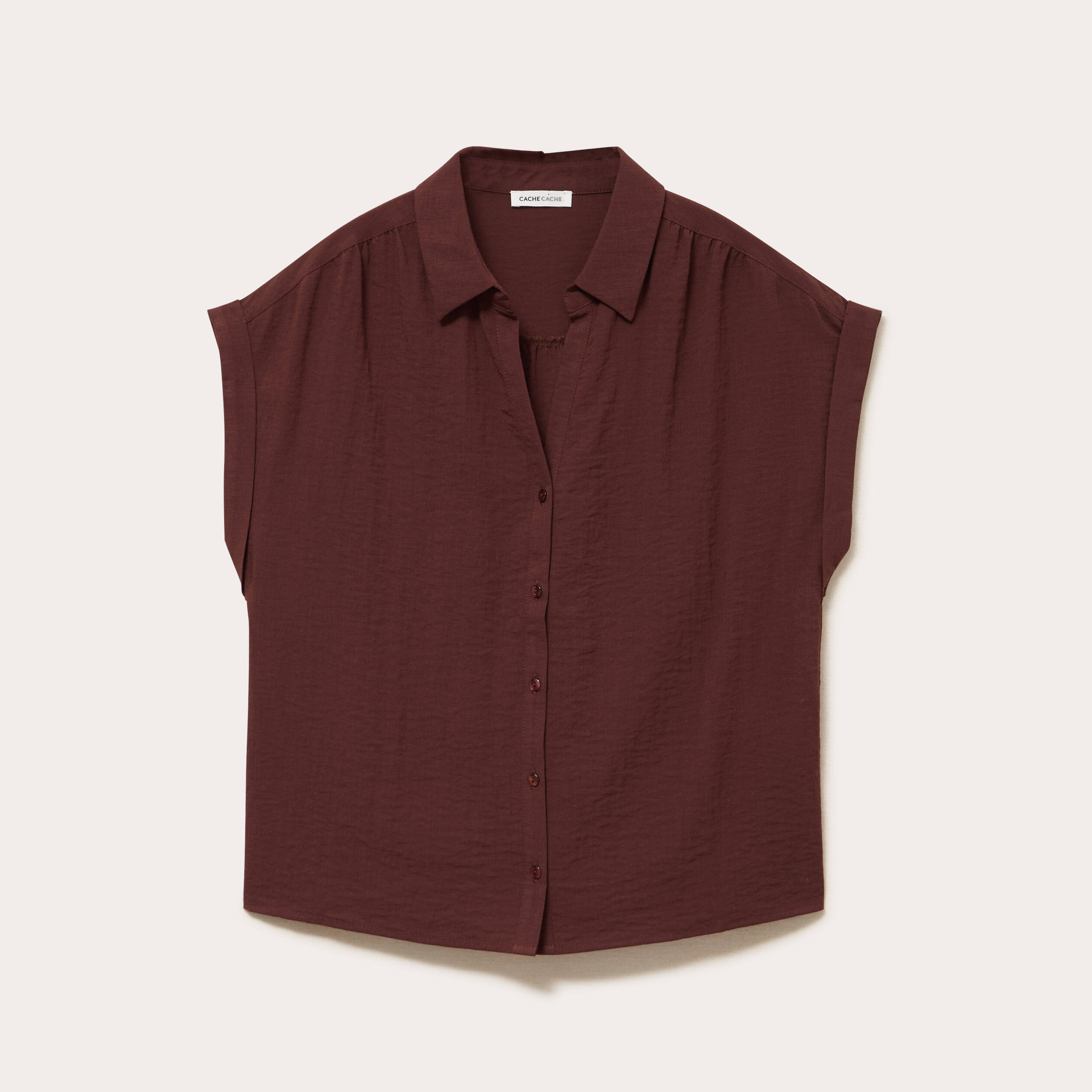 Blouse manches courtes marron femme