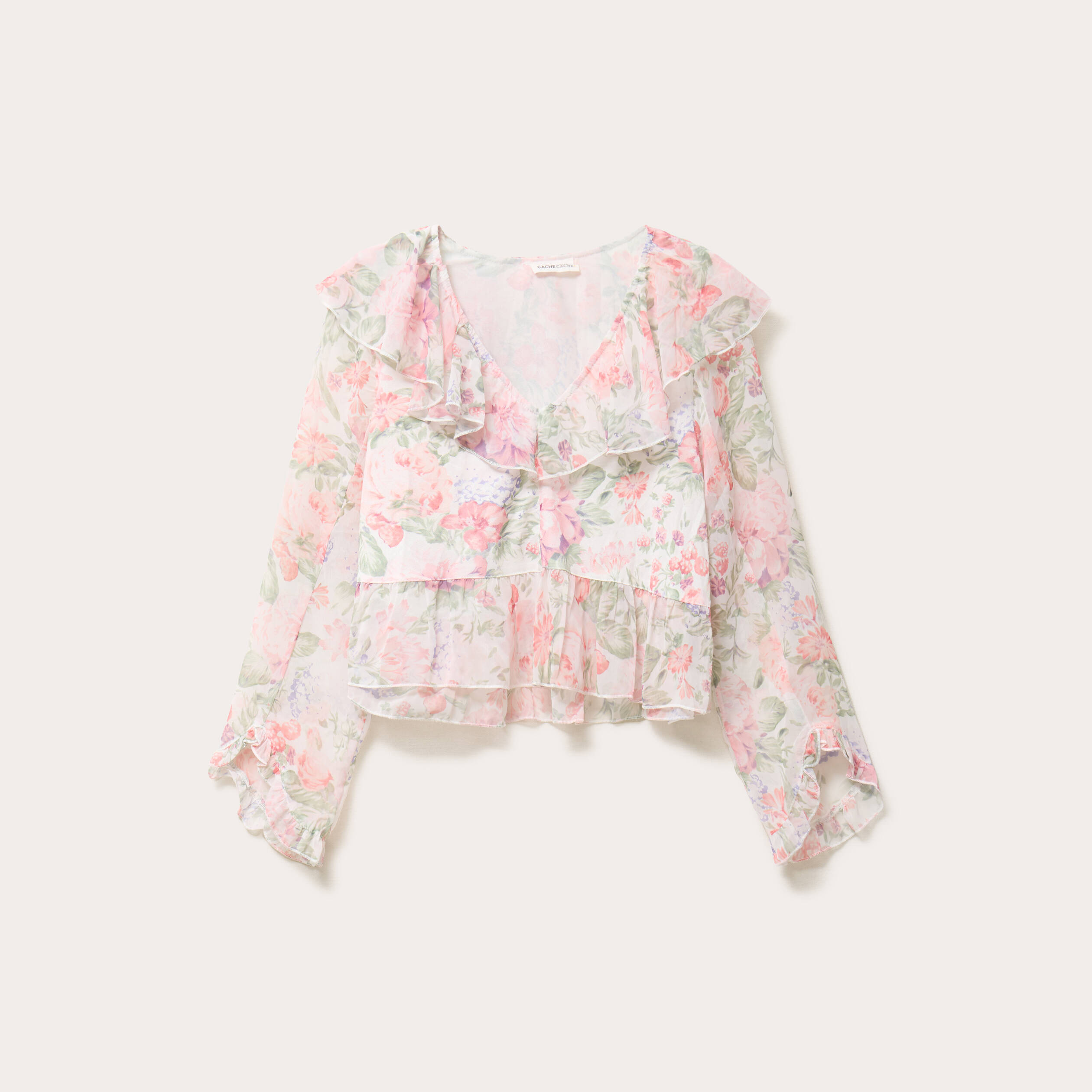 Blouse bi-mati&egrave;re oversize col v blanc femme
