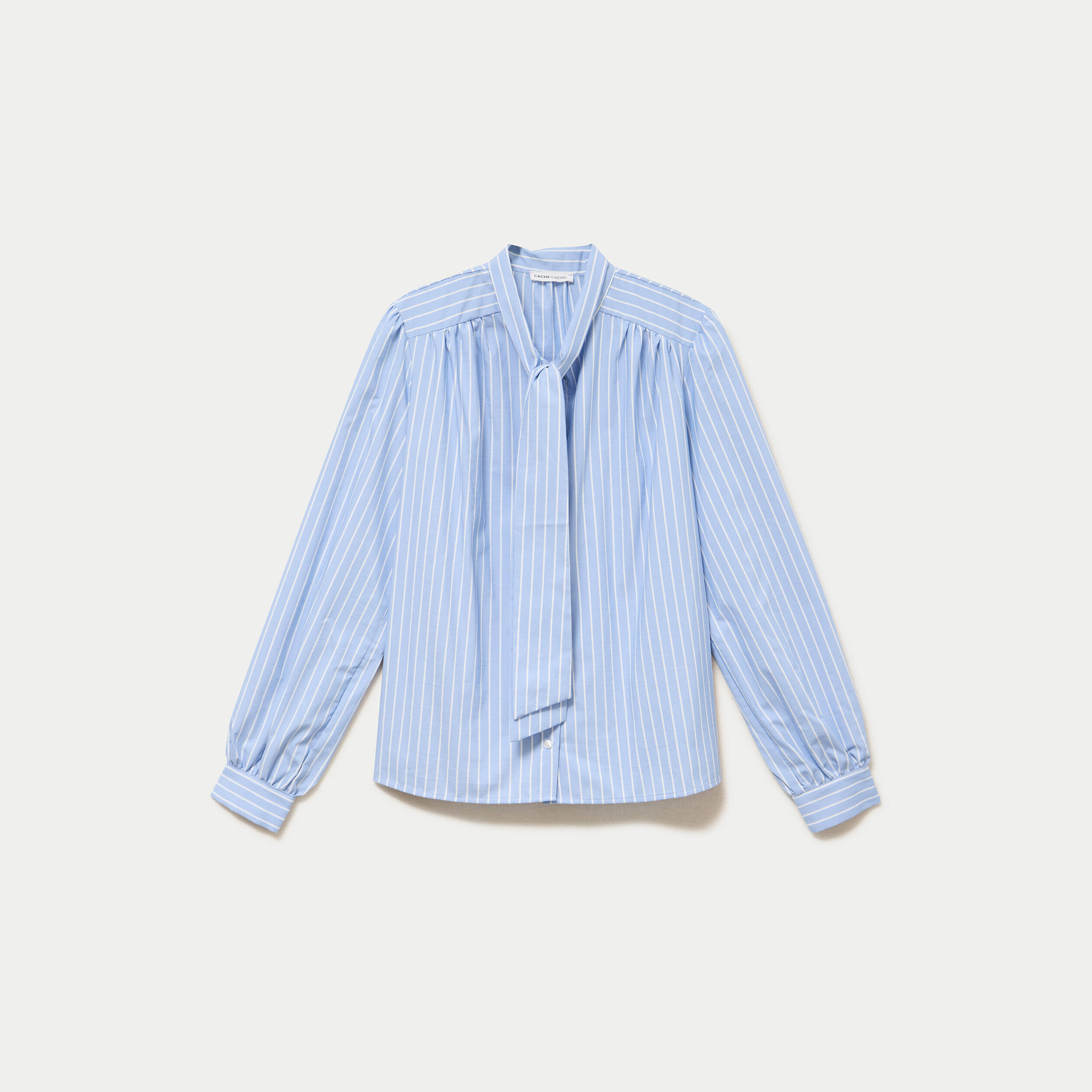 Chemise droite manches longues bleu femme