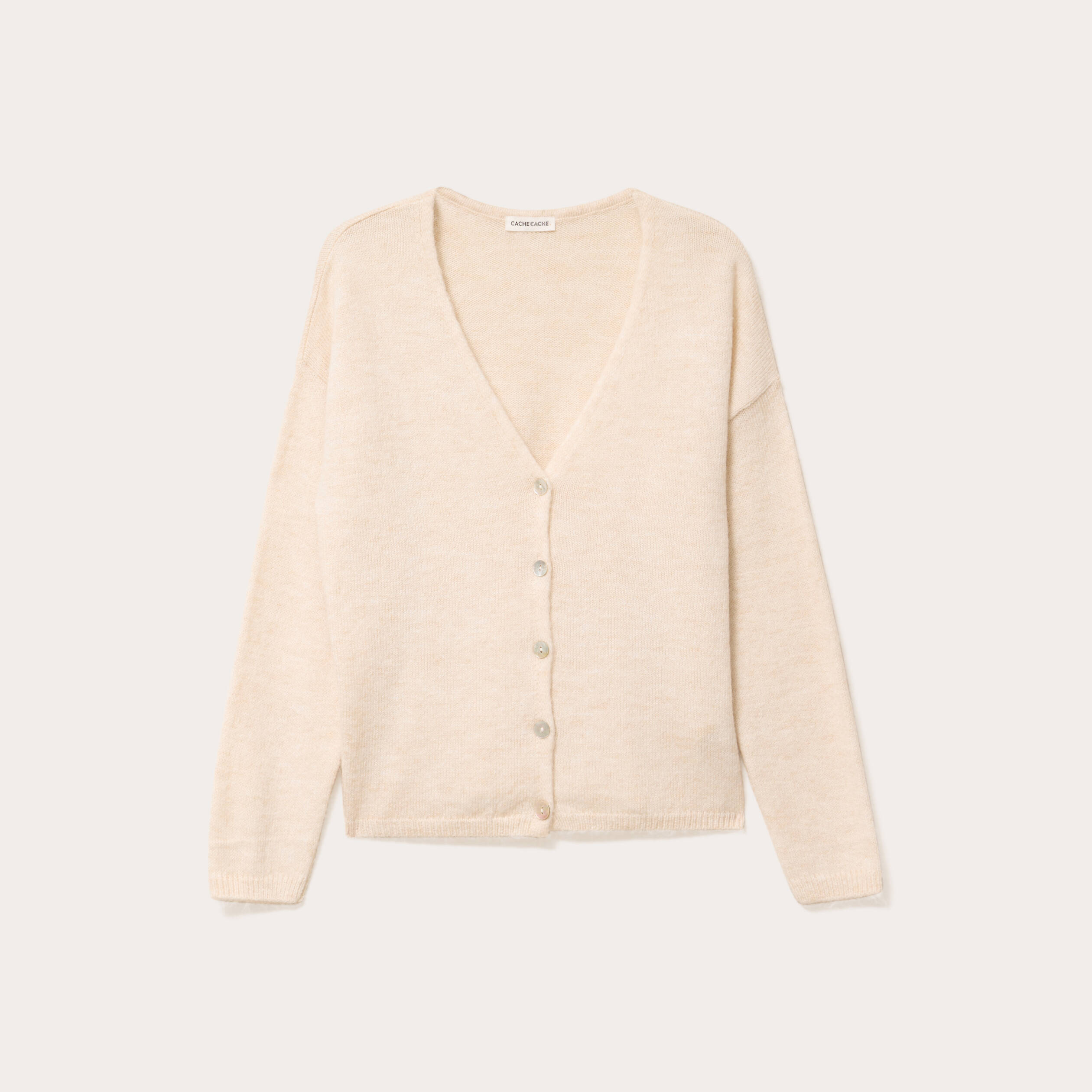 gilet boutonne avec col en v sable femme Gilet boutonné avec col en V sable femme