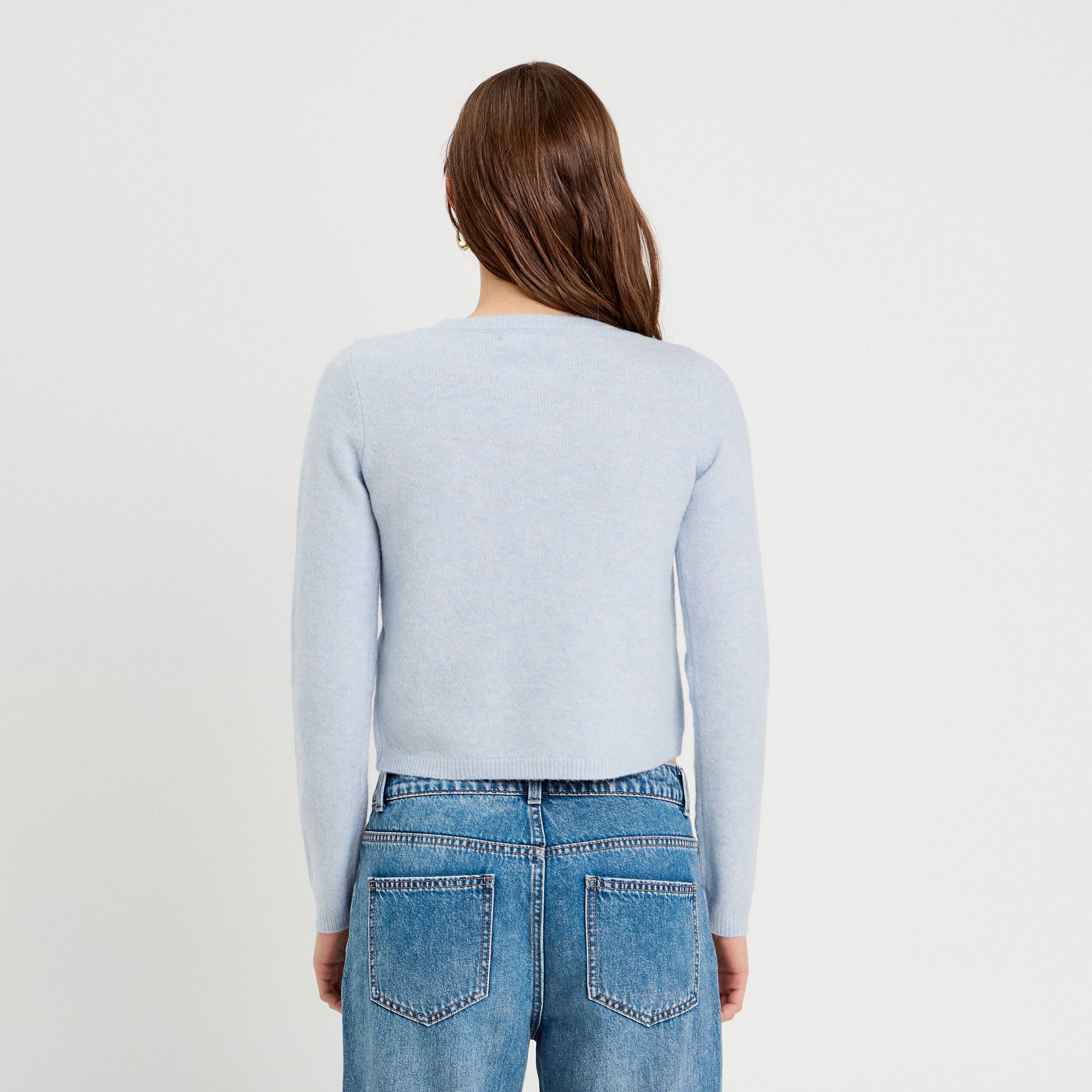 gilet boutonne manches longues denim snow gris femme Gilet boutonné manches longues denim snow gris femme
