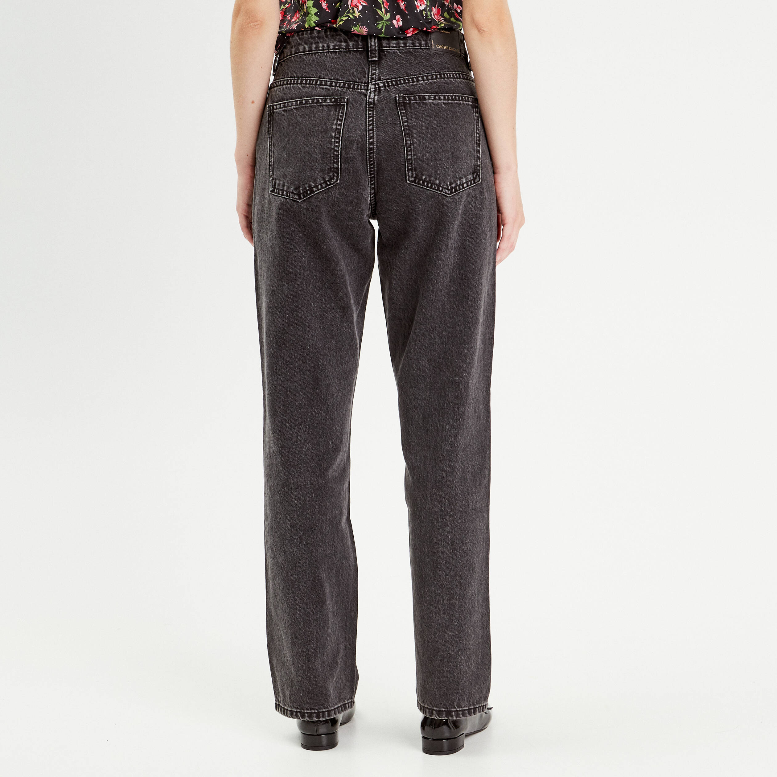 jeans droit 5 poches denim noir femme Jeans droit 5 poches denim noir femme