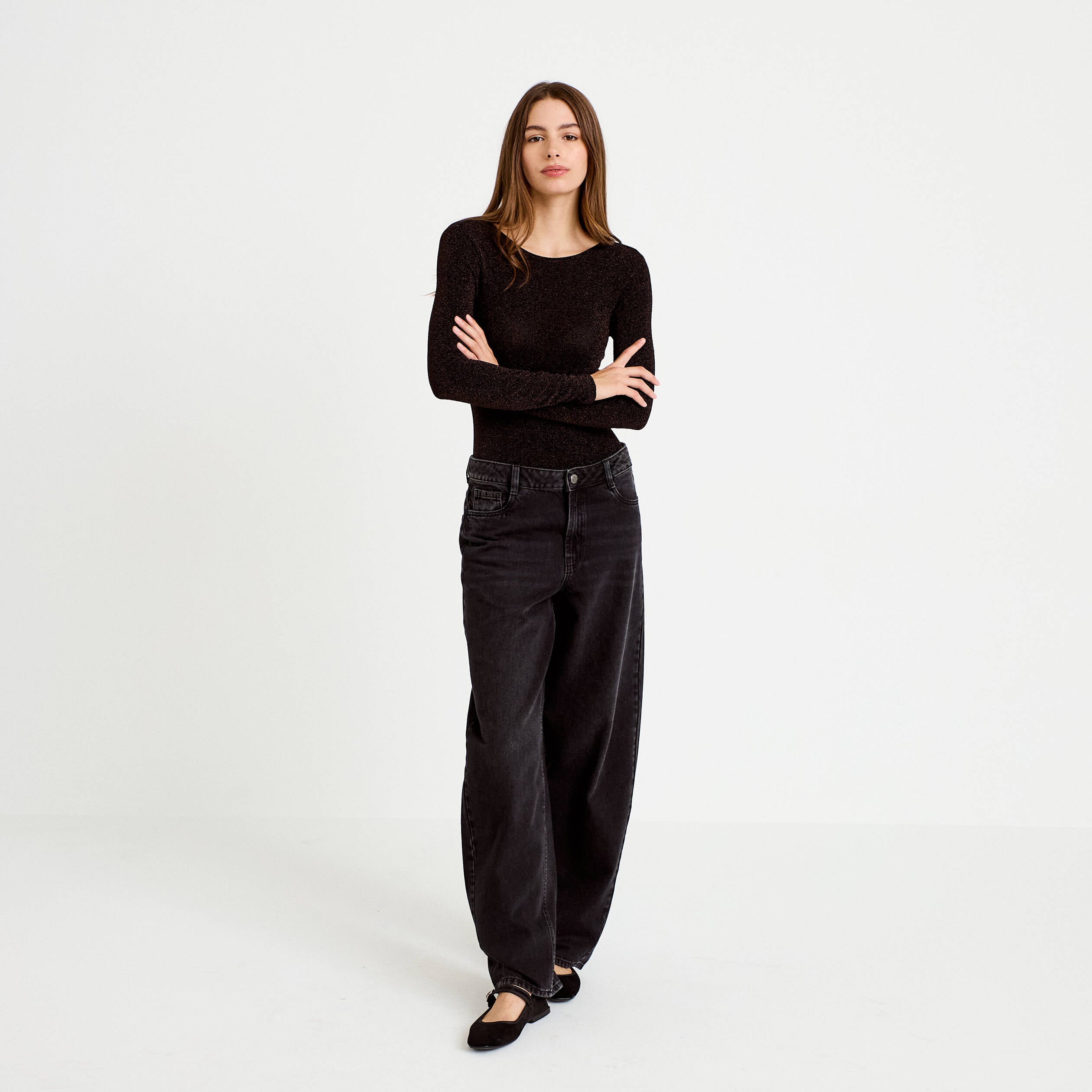 Body manches longues marron fonc&eacute; femme