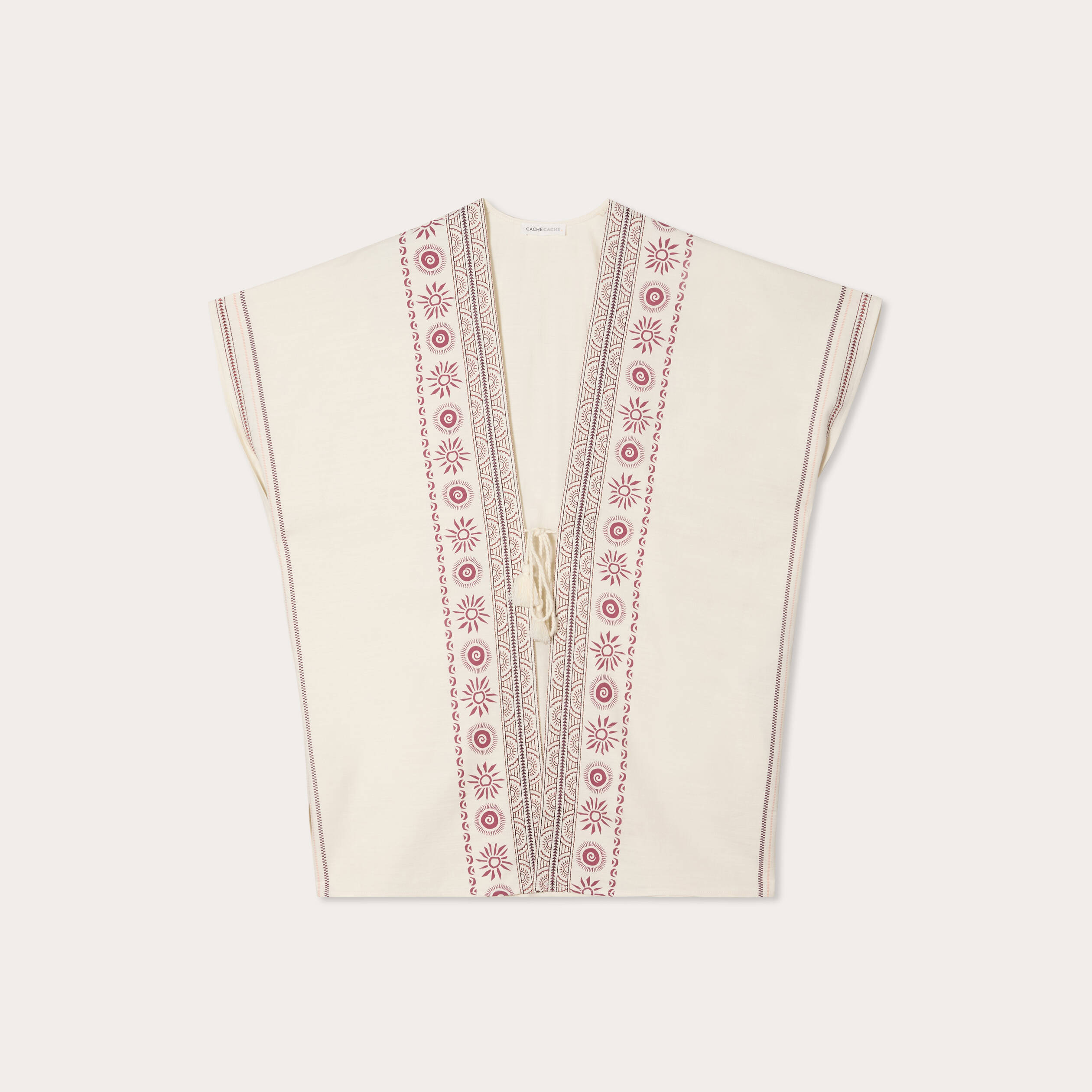 Par&eacute;o de plage brod&eacute; blanc femme