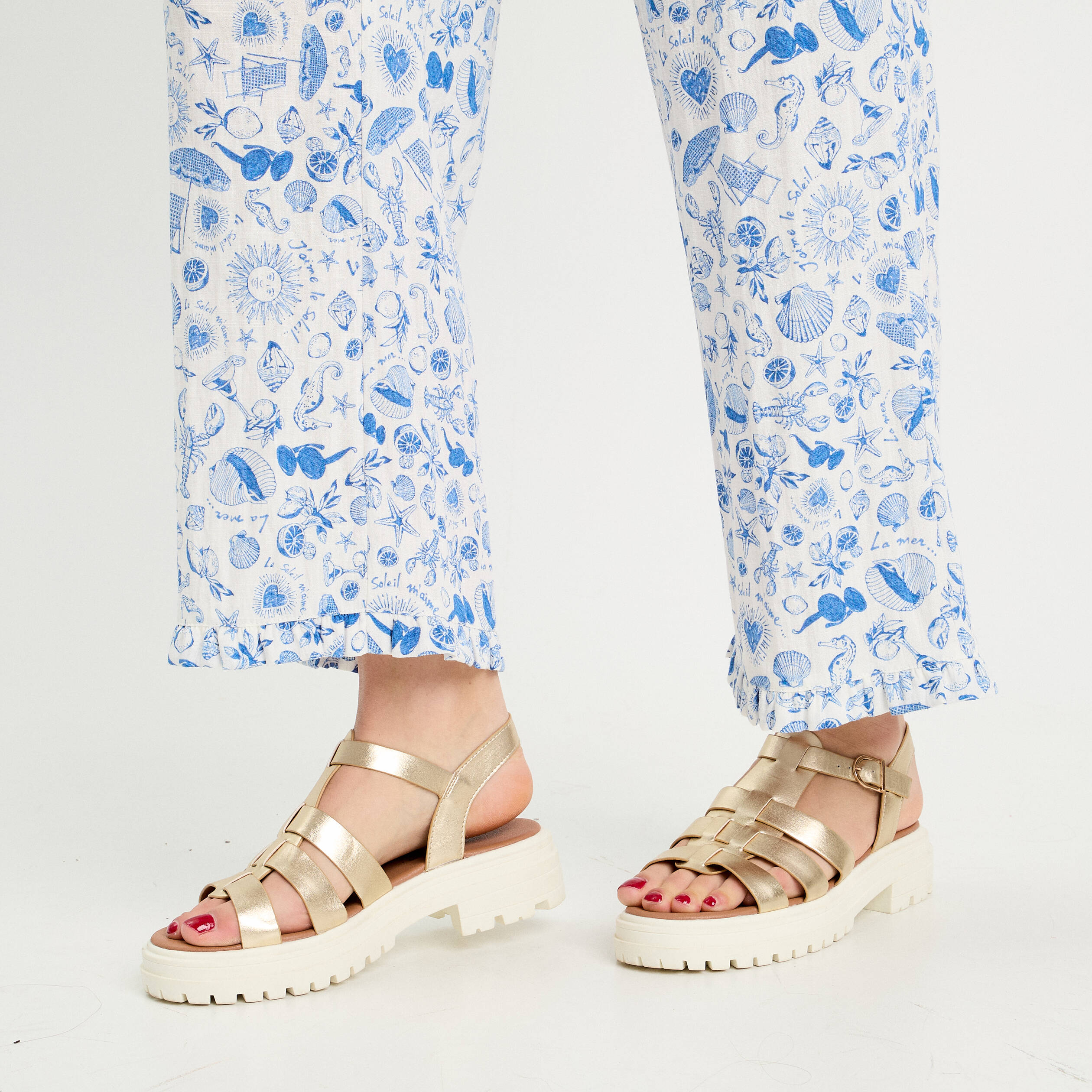 pantalon large bleu roi femme Pantalon large bleu roi femme