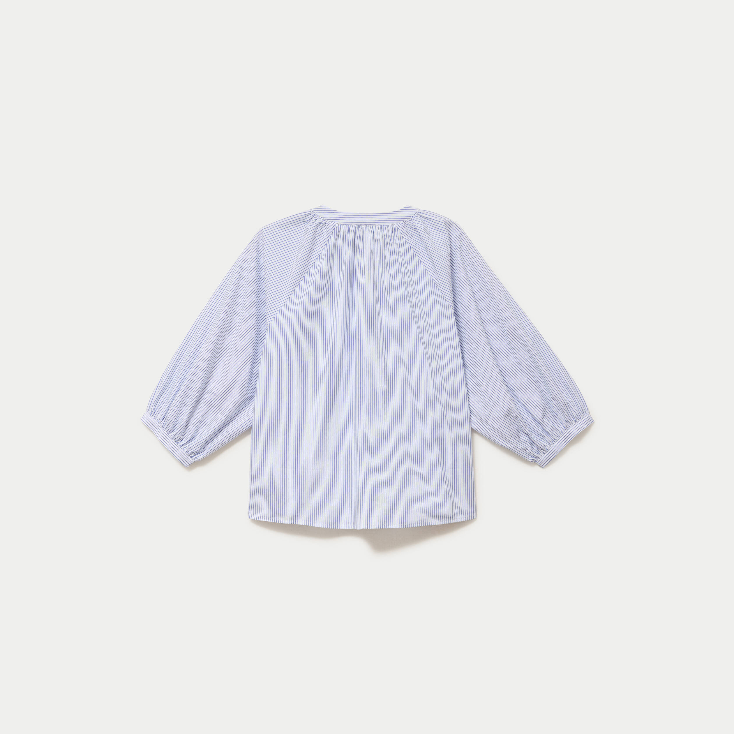 Blouse col v manches 3/4 bleu ciel femme