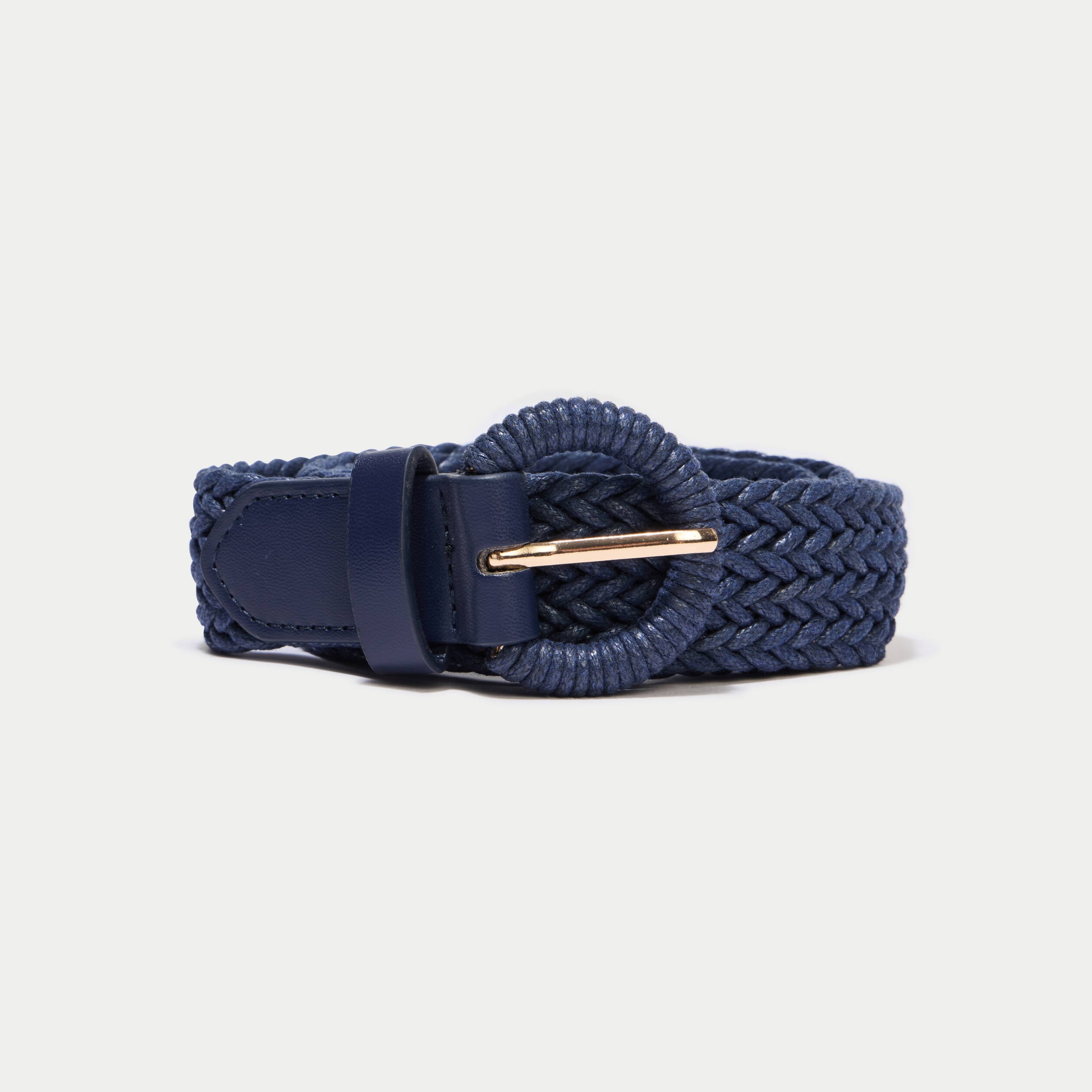 Ceinture tress&eacute;e bleu marine femme